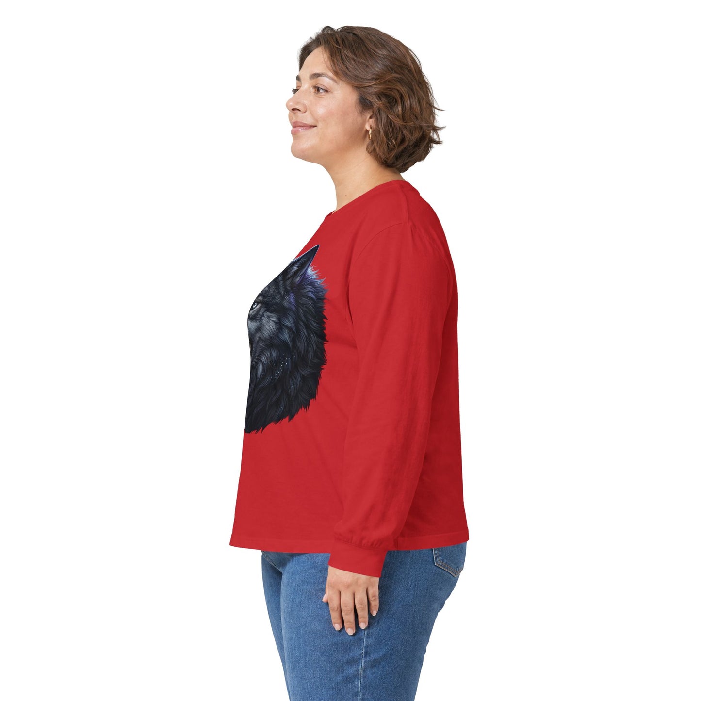 Black Wolf Head Long Sleeve Tee — Fierce Wildlife Graphic Shirt