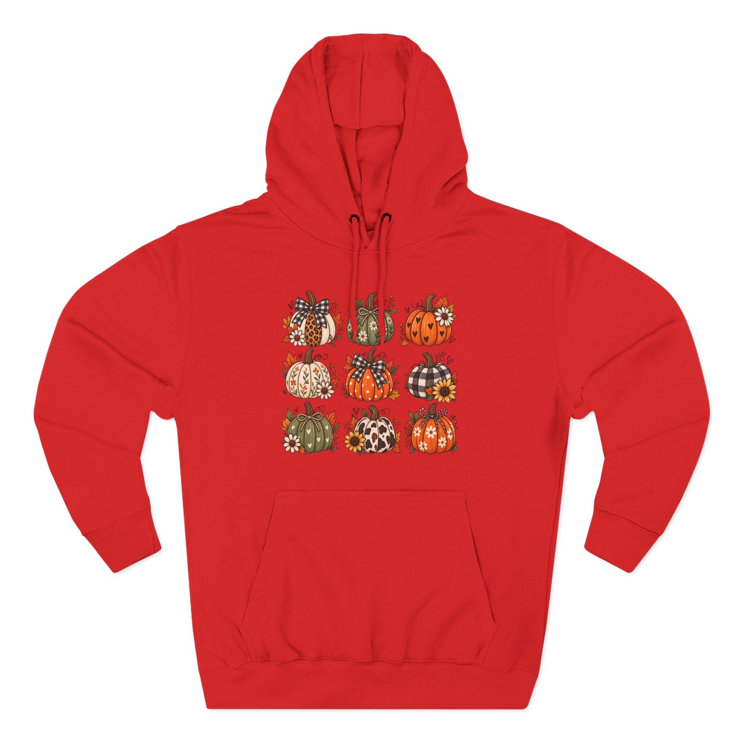 Pumpkin Patch Panel Hoodie — Fall Plaid & Floral Pumpkin Design