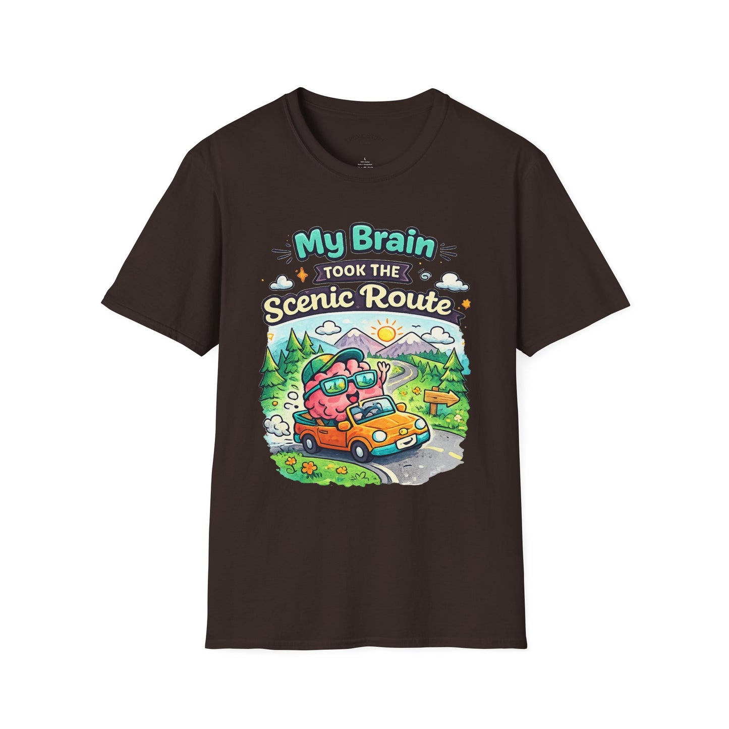Scenic Route T-Shirt — "My Brain Took the Scenic Route" Road Trip Tee