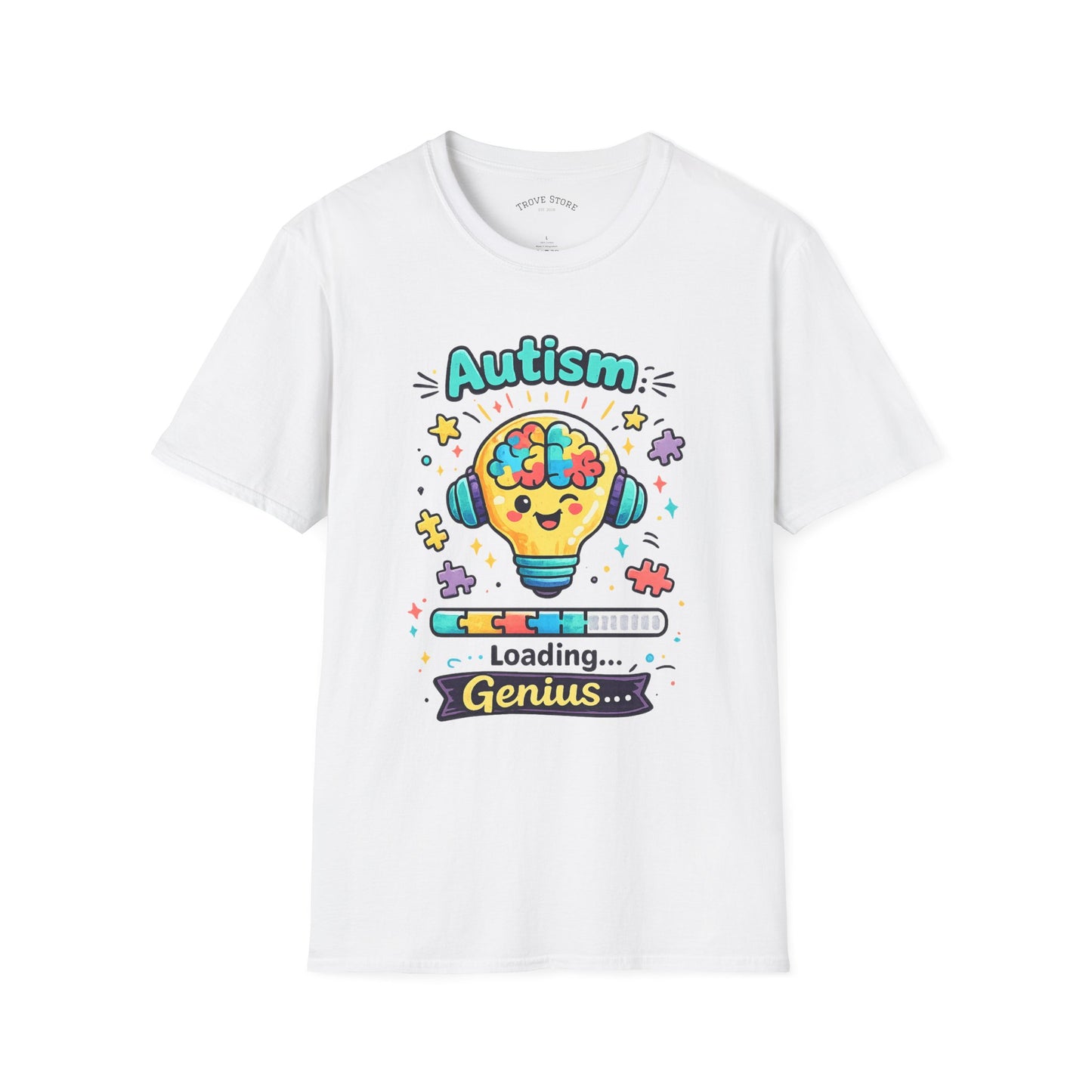 Autism Awareness T-Shirt — Cute 'Loading Genius' Puzzle Lightbulb Design