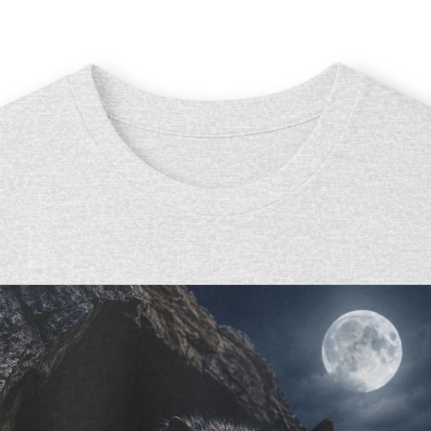 Wolf Moon Long Sleeve Tee — Realistic Wolf Night Graphic