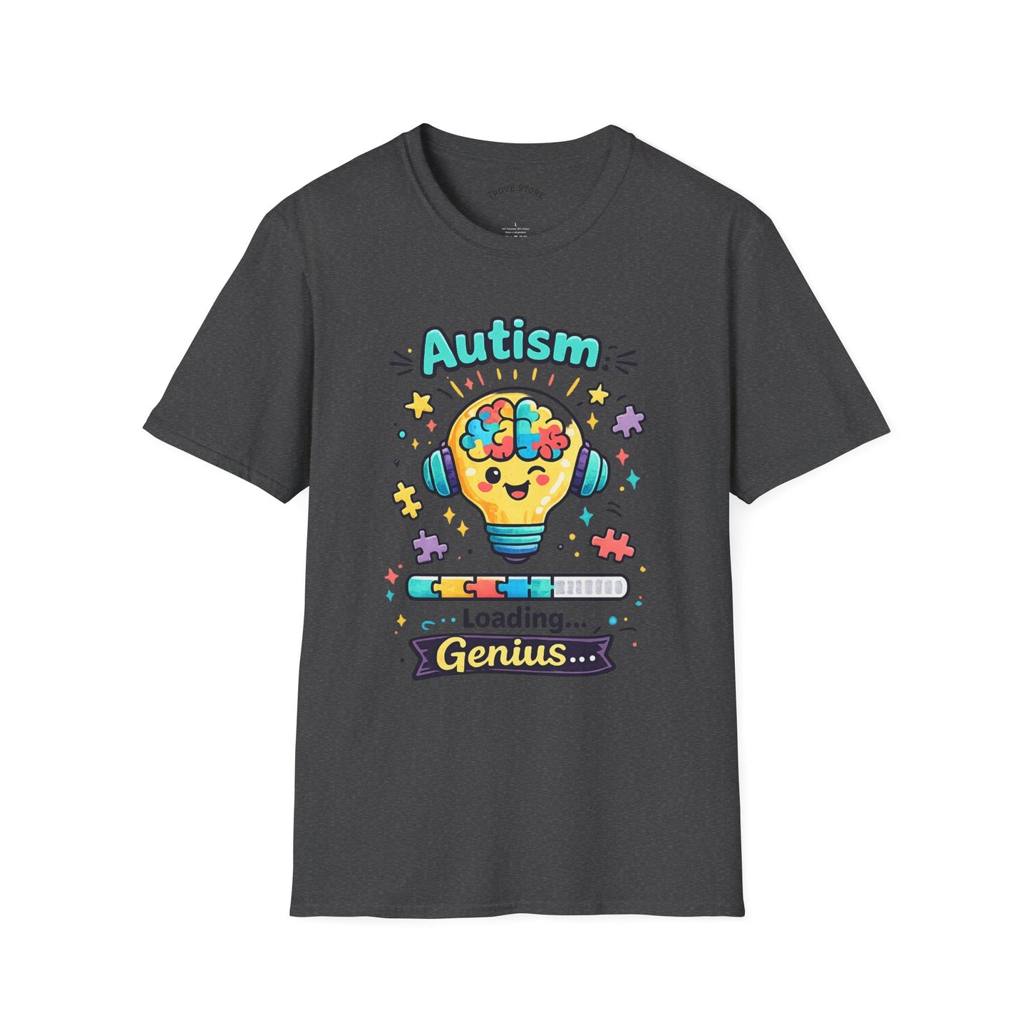 Autism Awareness T-Shirt — Cute 'Loading Genius' Puzzle Lightbulb Design