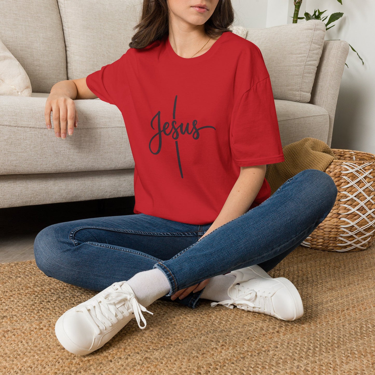 Jesus Script Cross T-Shirt — Faith Christian Tee