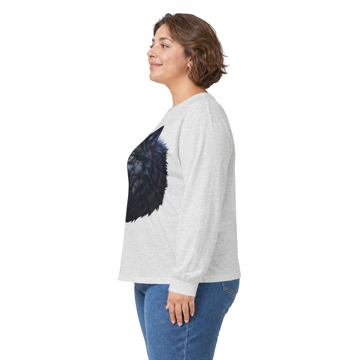 Black Wolf Head Long Sleeve Tee — Fierce Wildlife Graphic Shirt