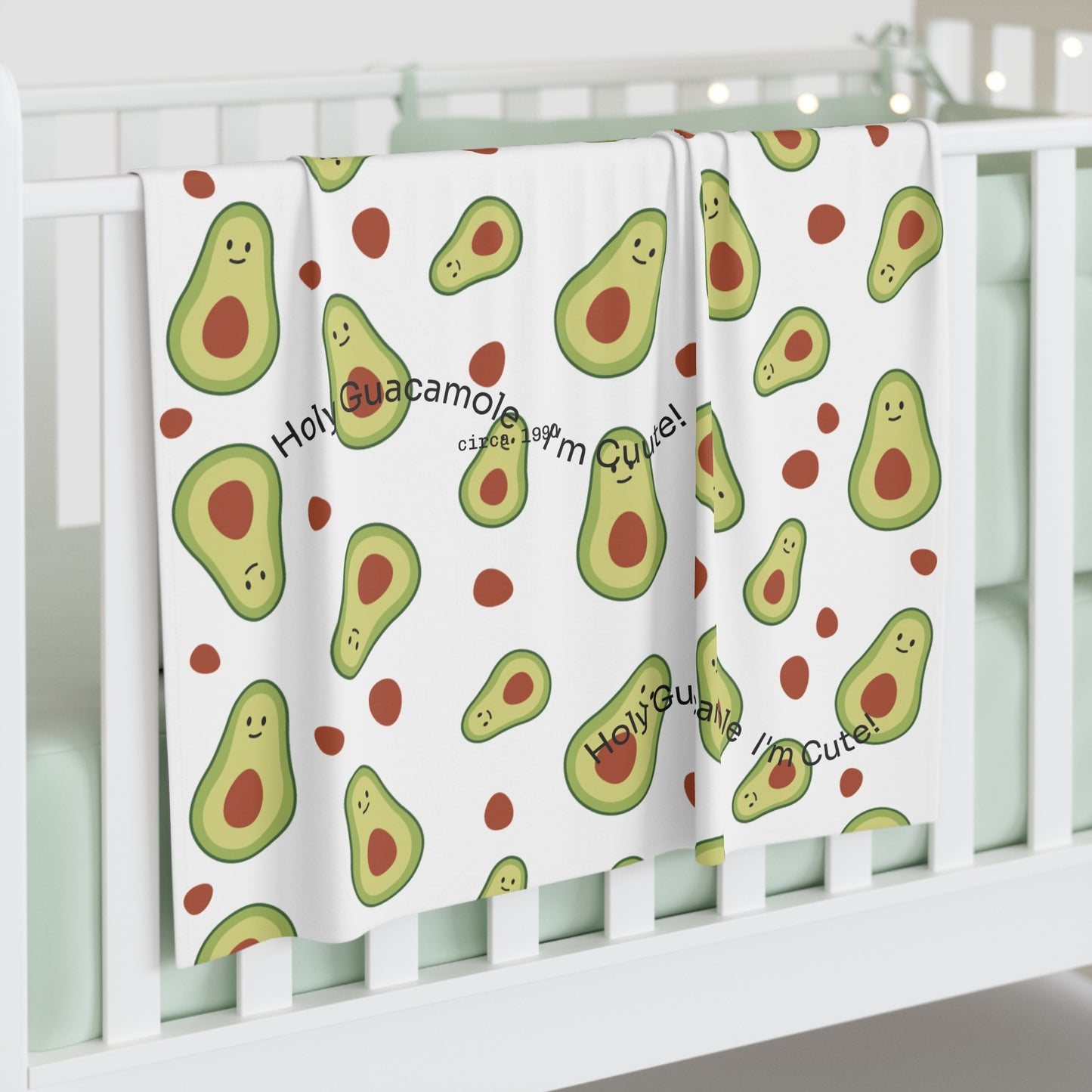 Avocado Baby Swaddle Blanket – "Holy Guacamole I’m Cute" Cute Avocado Pattern Newborn Wrap