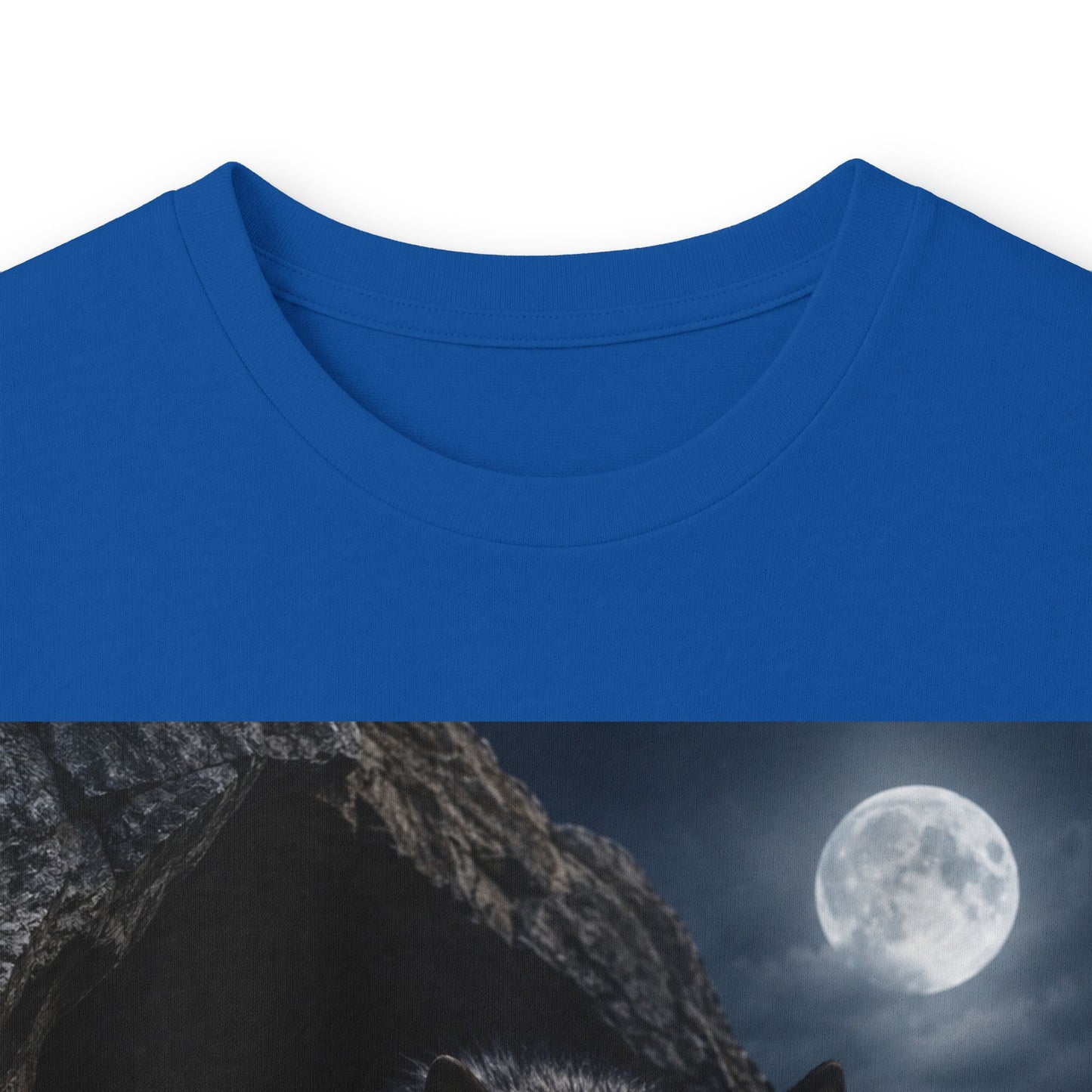 Wolf Moon Long Sleeve Tee — Realistic Wolf Night Graphic