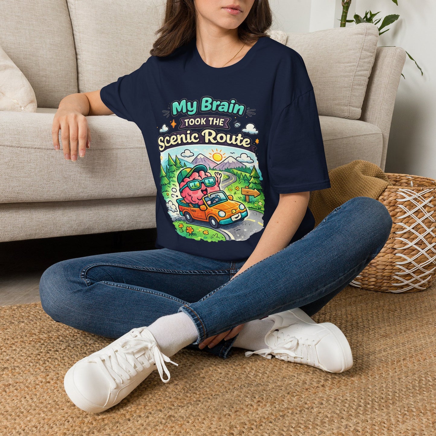 Scenic Route T-Shirt — "My Brain Took the Scenic Route" Road Trip Tee