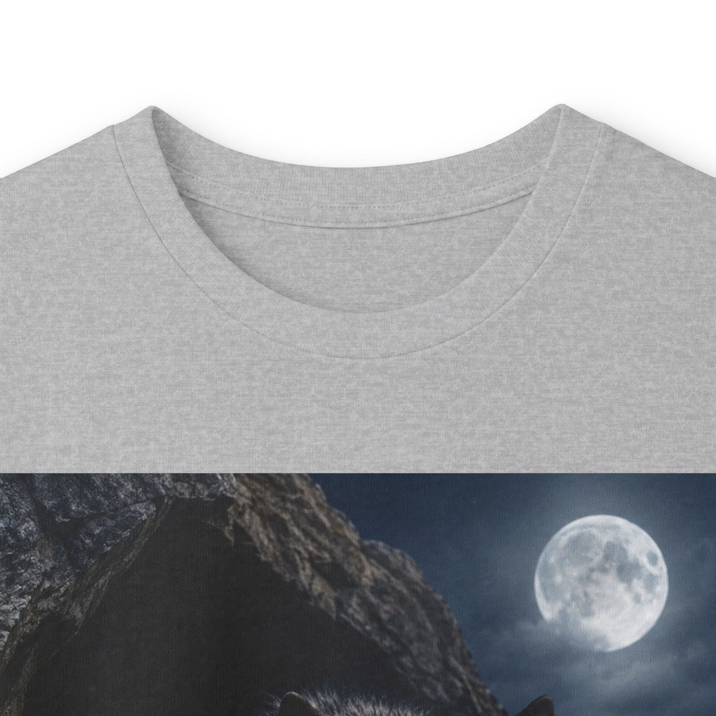 Wolf Moon Long Sleeve Tee — Realistic Wolf Night Graphic