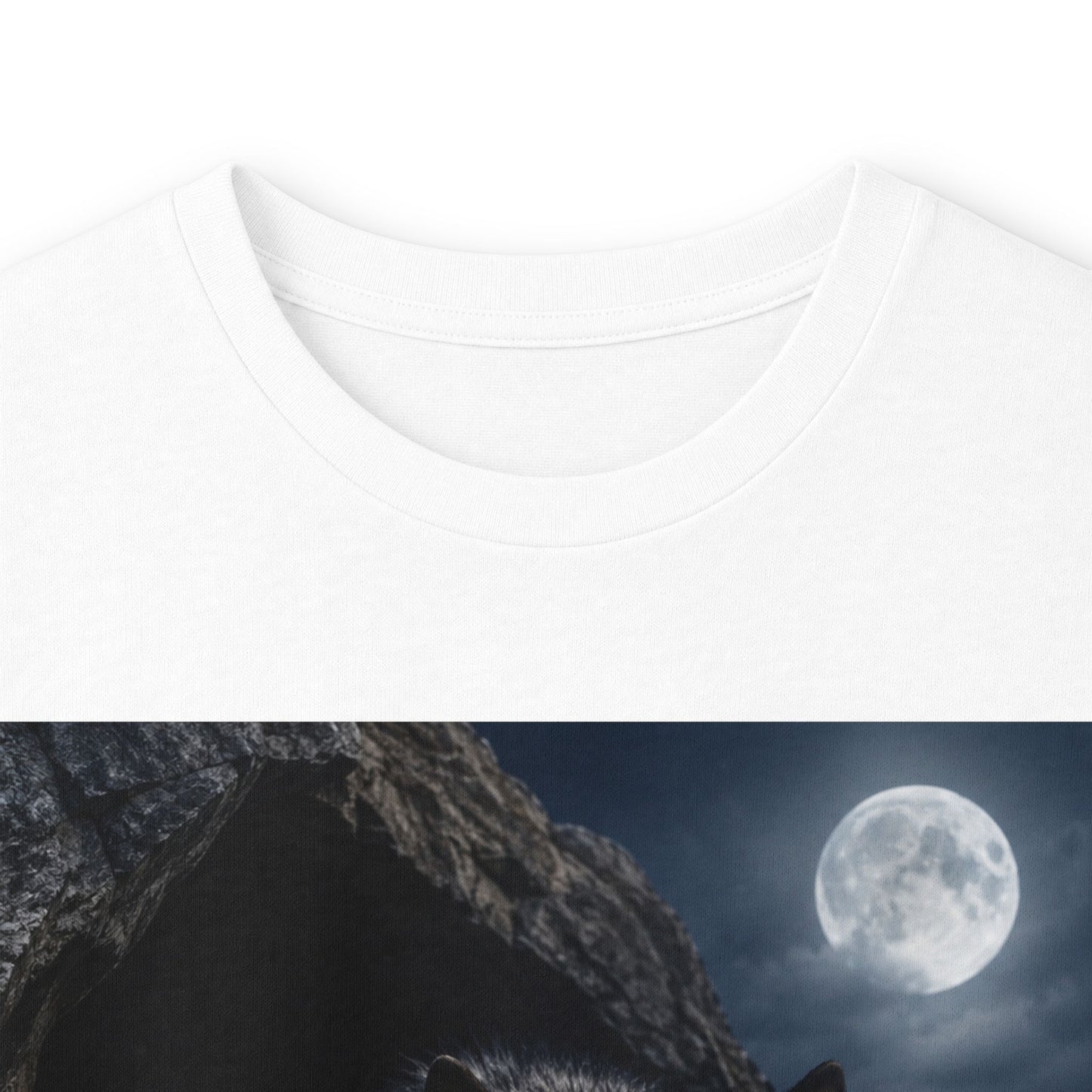 Wolf Moon Long Sleeve Tee — Realistic Wolf Night Graphic