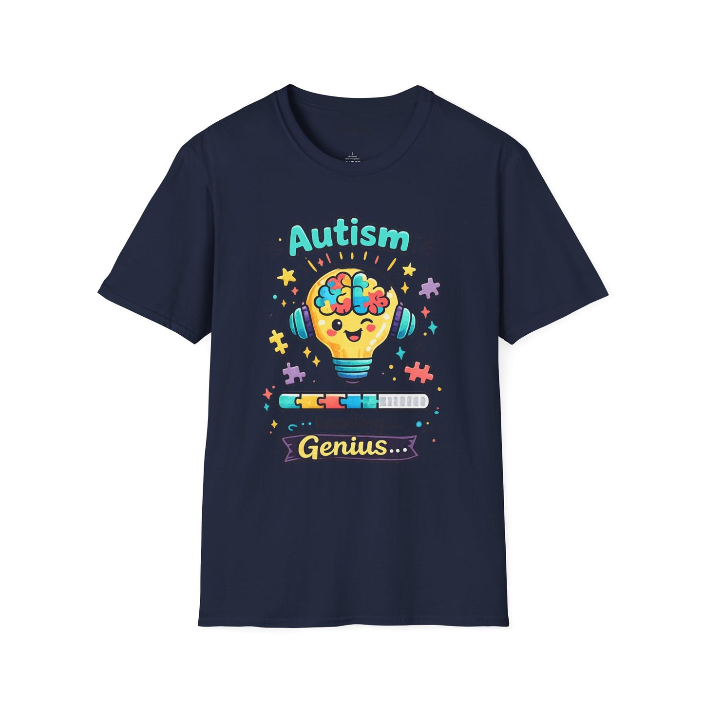 Autism Awareness T-Shirt — Cute 'Loading Genius' Puzzle Lightbulb Design
