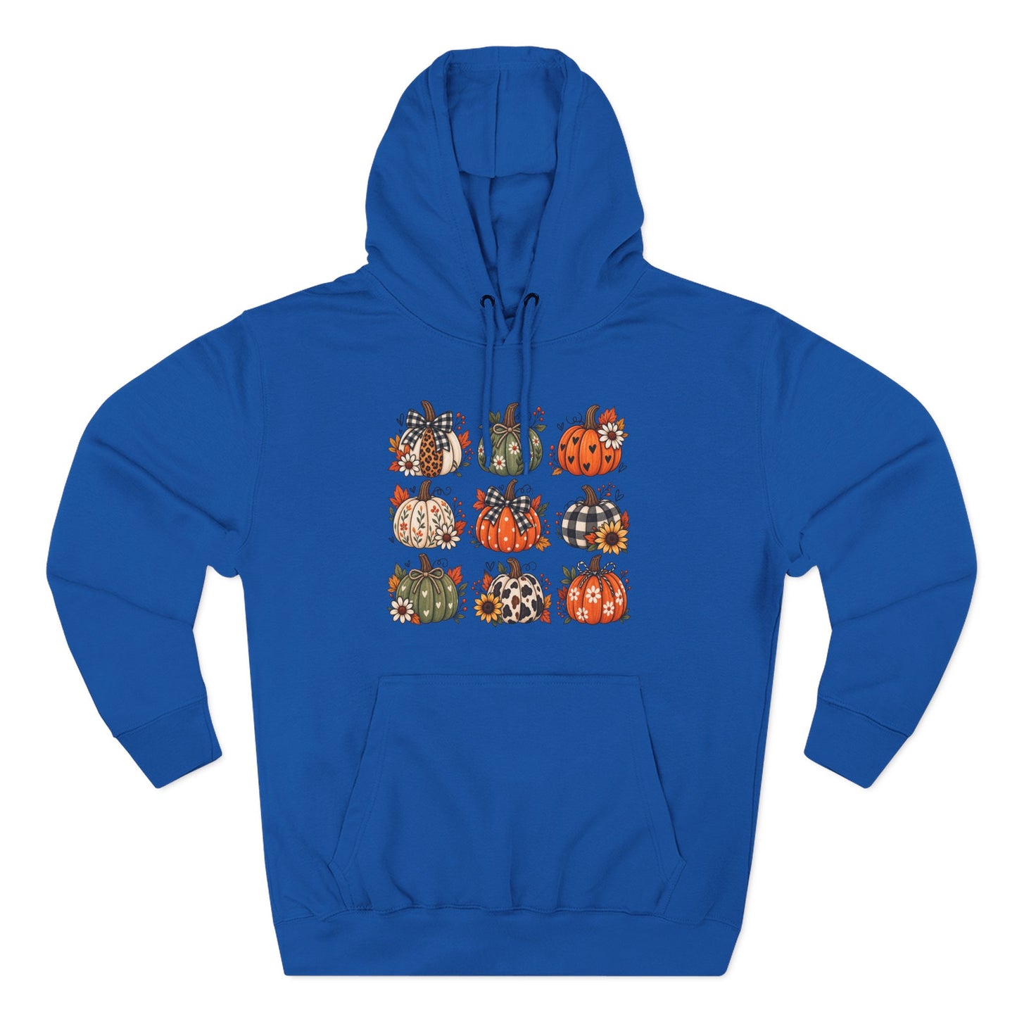 Pumpkin Patch Panel Hoodie — Fall Plaid & Floral Pumpkin Design