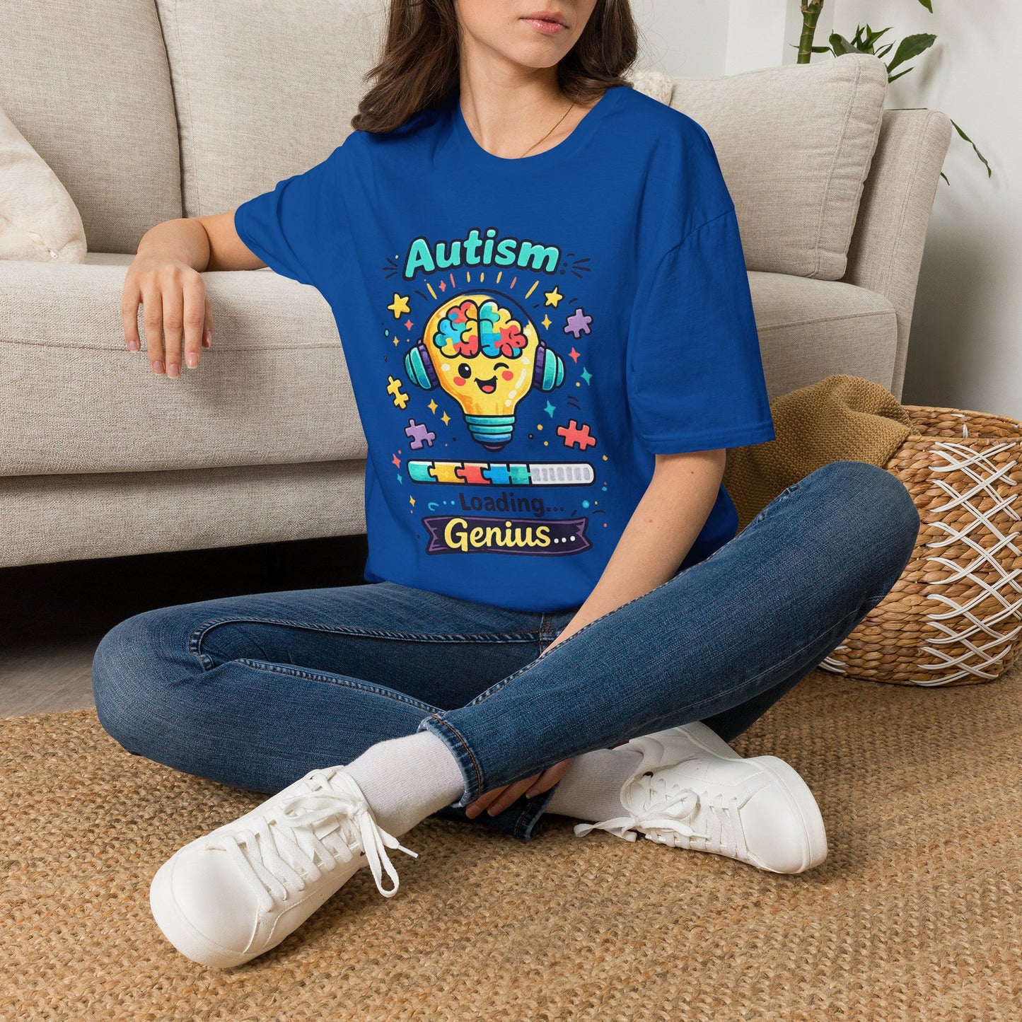Autism Awareness T-Shirt — Cute 'Loading Genius' Puzzle Lightbulb Design