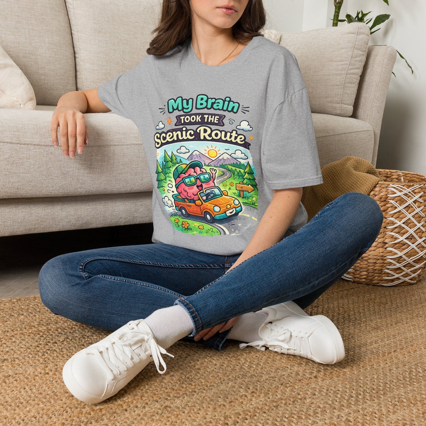 Scenic Route T-Shirt — "My Brain Took the Scenic Route" Road Trip Tee