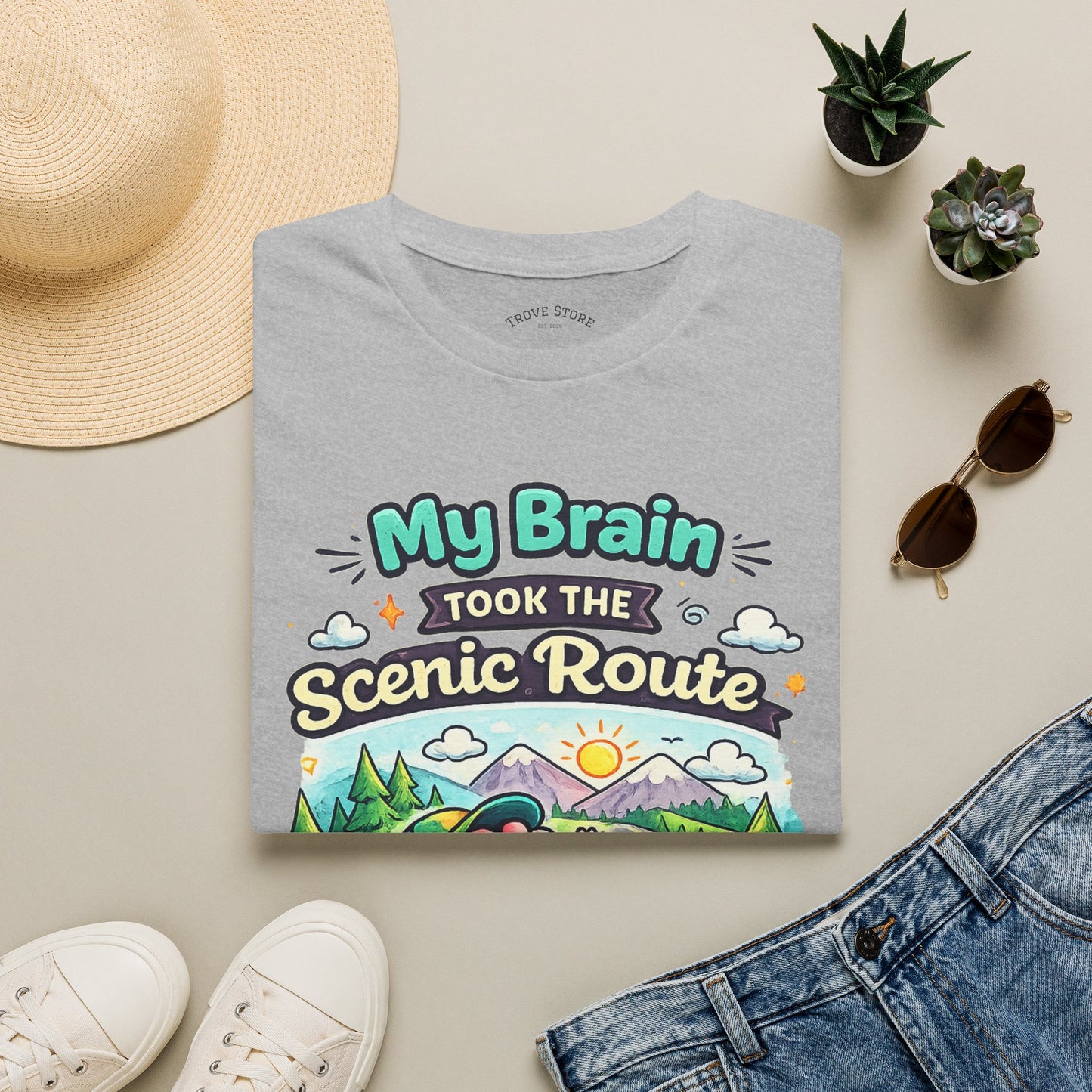 Scenic Route T-Shirt — "My Brain Took the Scenic Route" Road Trip Tee