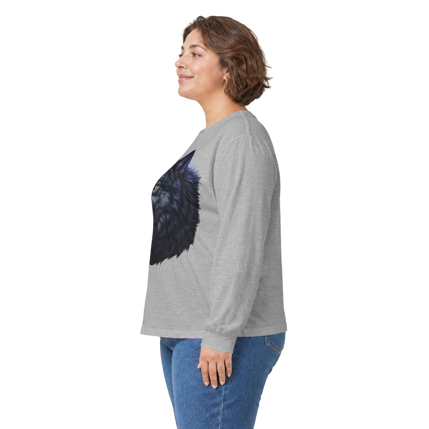 Black Wolf Head Long Sleeve Tee — Fierce Wildlife Graphic Shirt