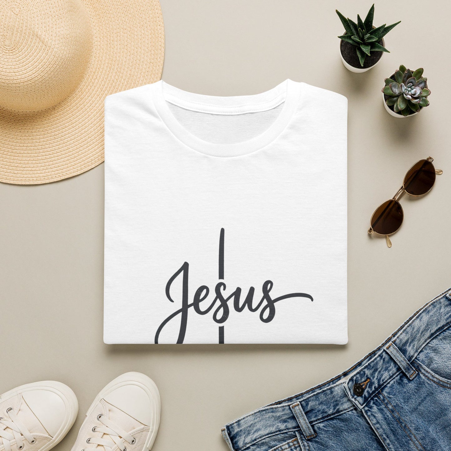 Jesus Script Cross T-Shirt — Faith Christian Tee