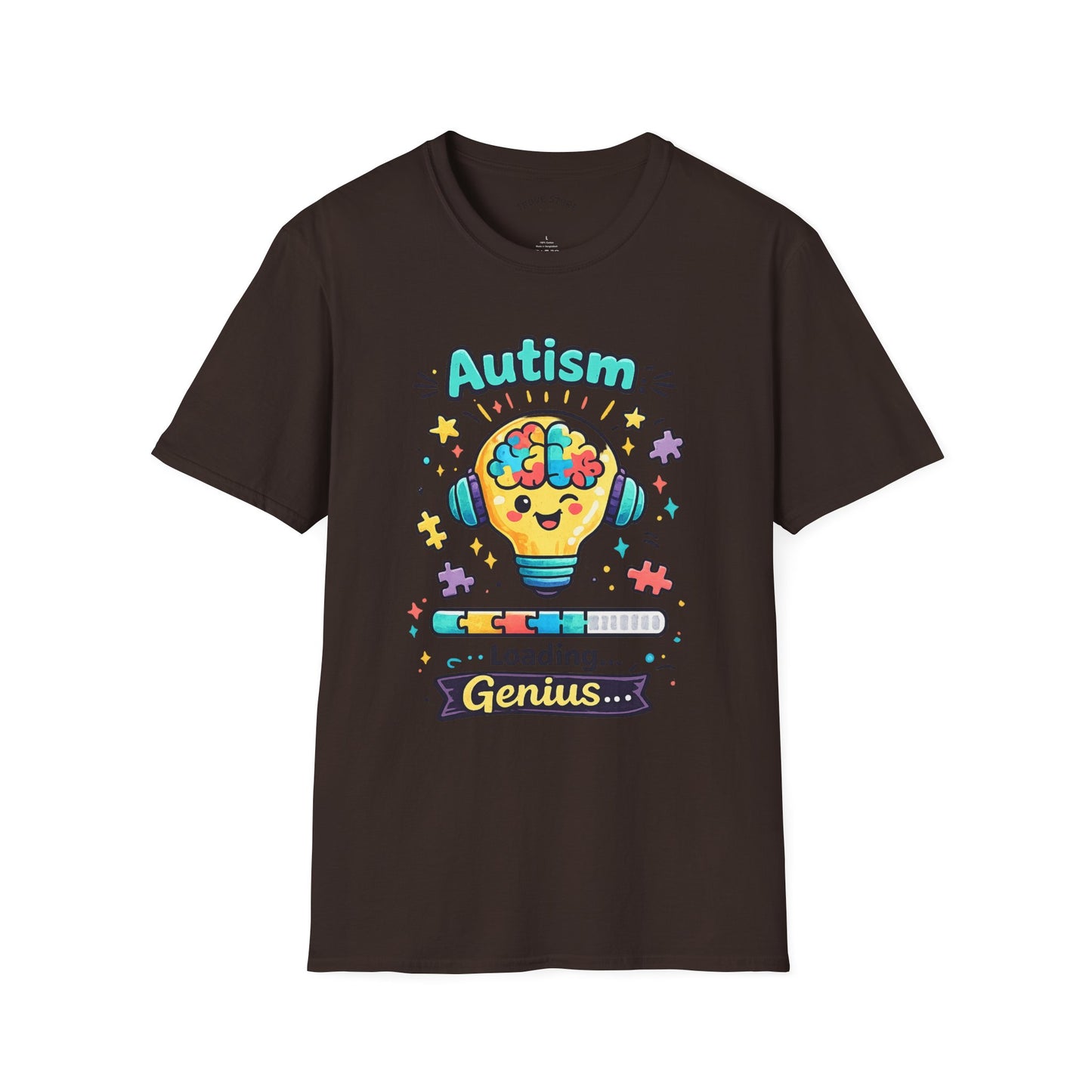 Autism Awareness T-Shirt — Cute 'Loading Genius' Puzzle Lightbulb Design