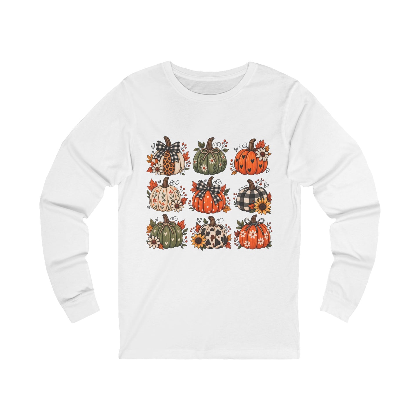 Autumn Patchwork Pumpkins Long Sleeve Tee
