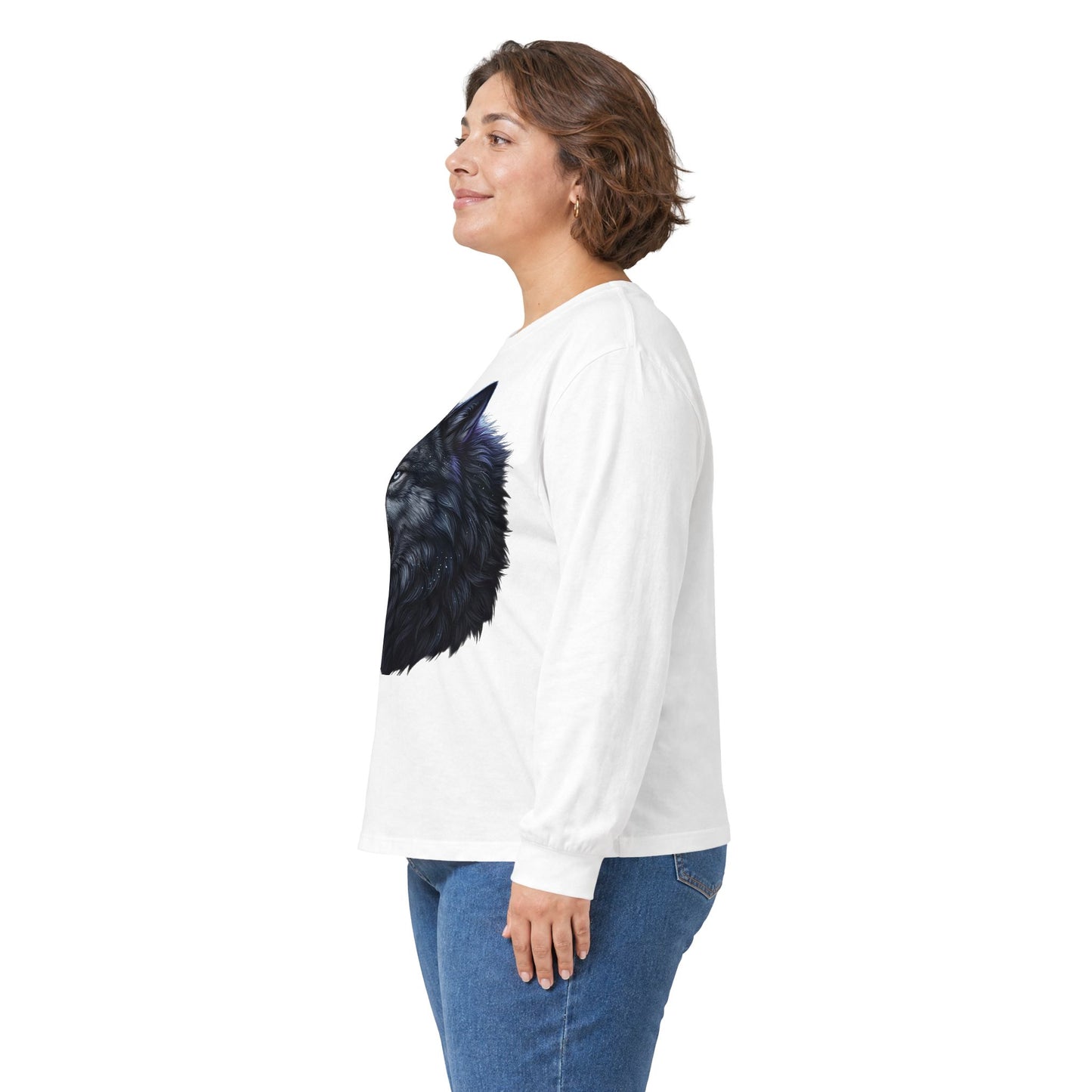 Black Wolf Head Long Sleeve Tee — Fierce Wildlife Graphic Shirt