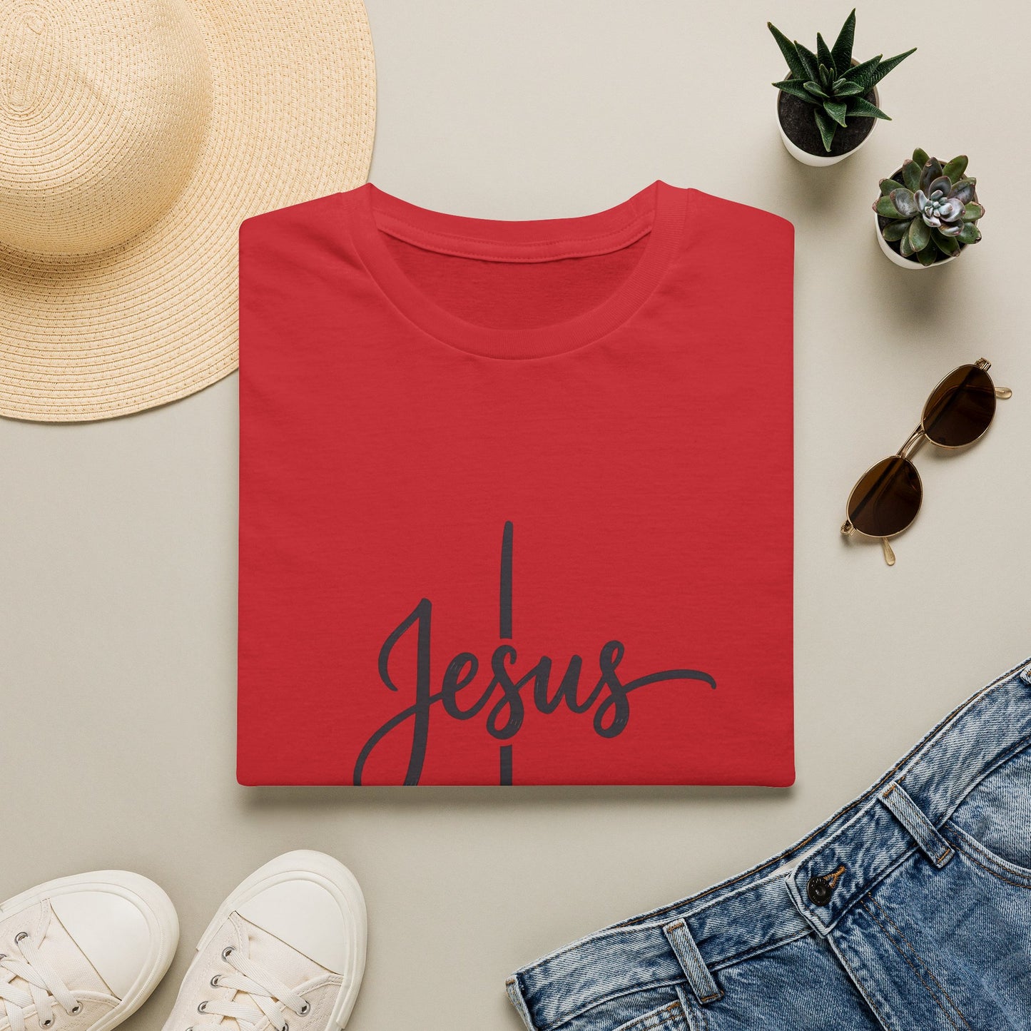 Jesus Script Cross T-Shirt — Faith Christian Tee