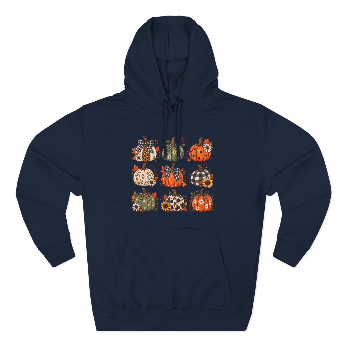 Pumpkin Patch Panel Hoodie — Fall Plaid & Floral Pumpkin Design