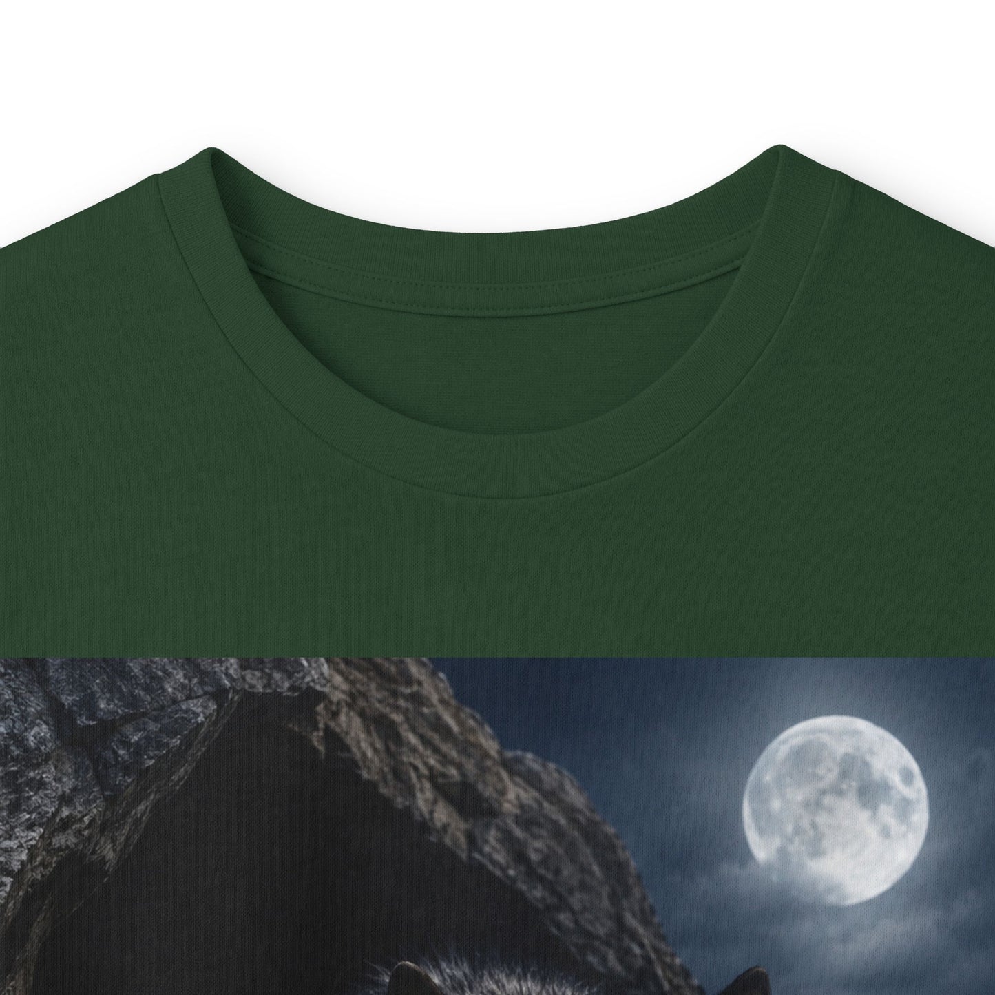 Wolf Moon Long Sleeve Tee — Realistic Wolf Night Graphic