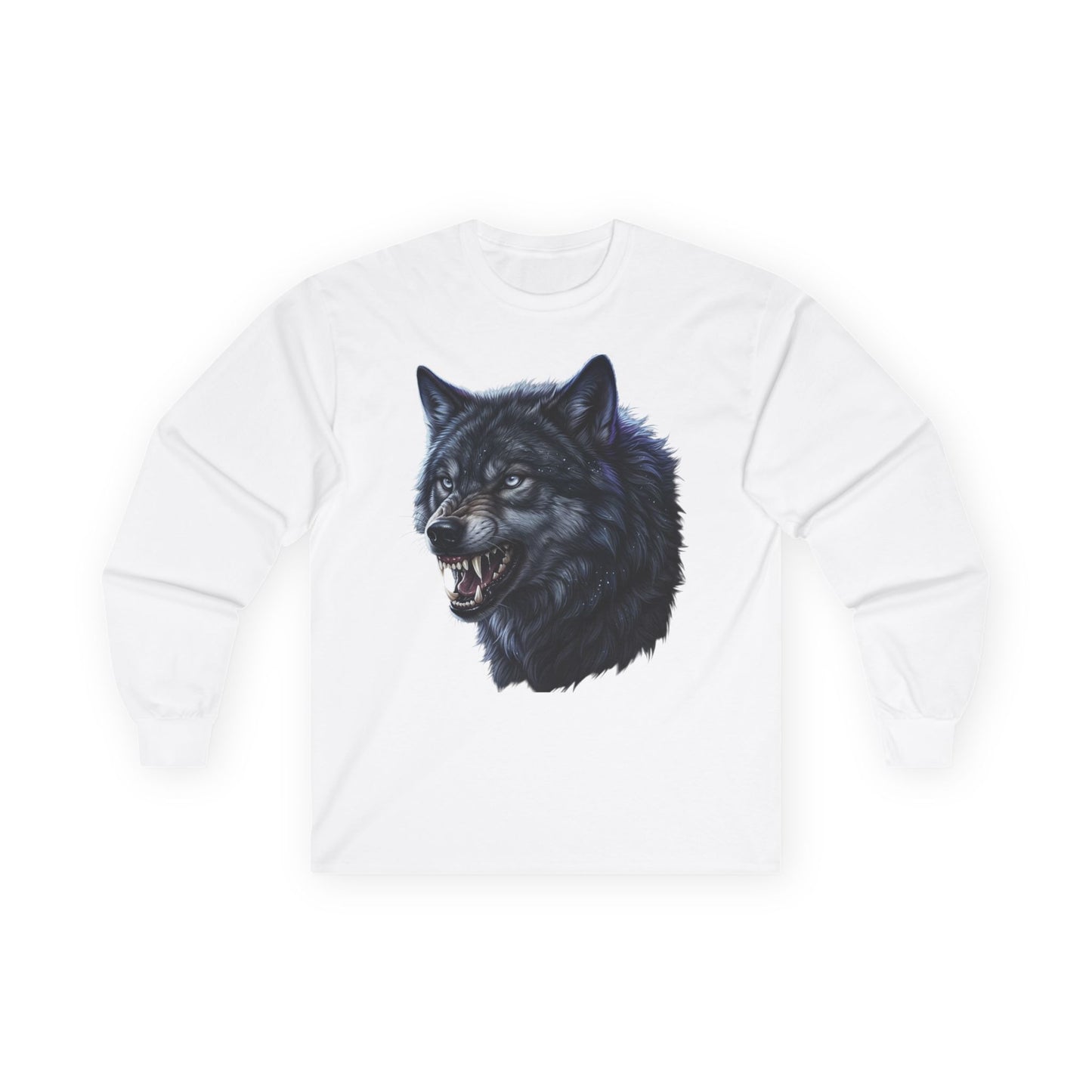Black Wolf Head Long Sleeve Tee — Fierce Wildlife Graphic Shirt