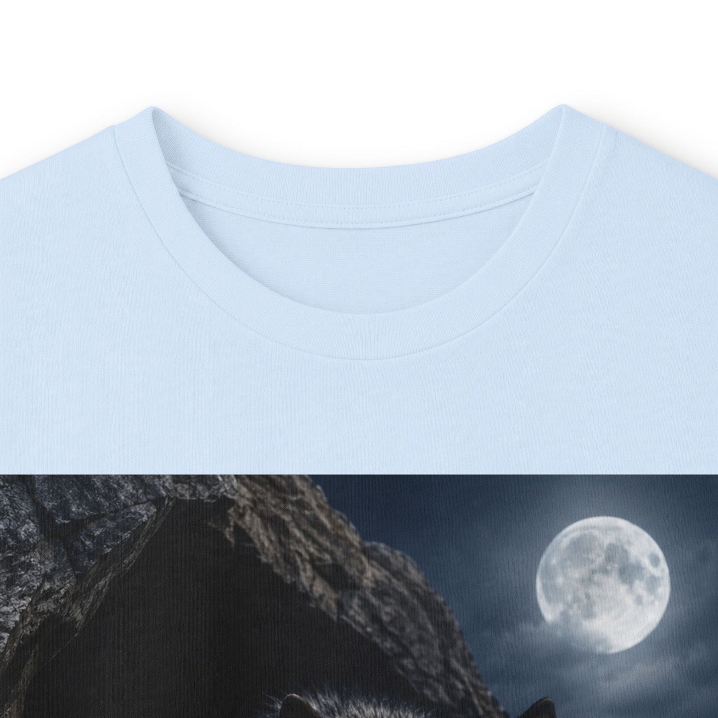 Wolf Moon Long Sleeve Tee — Realistic Wolf Night Graphic
