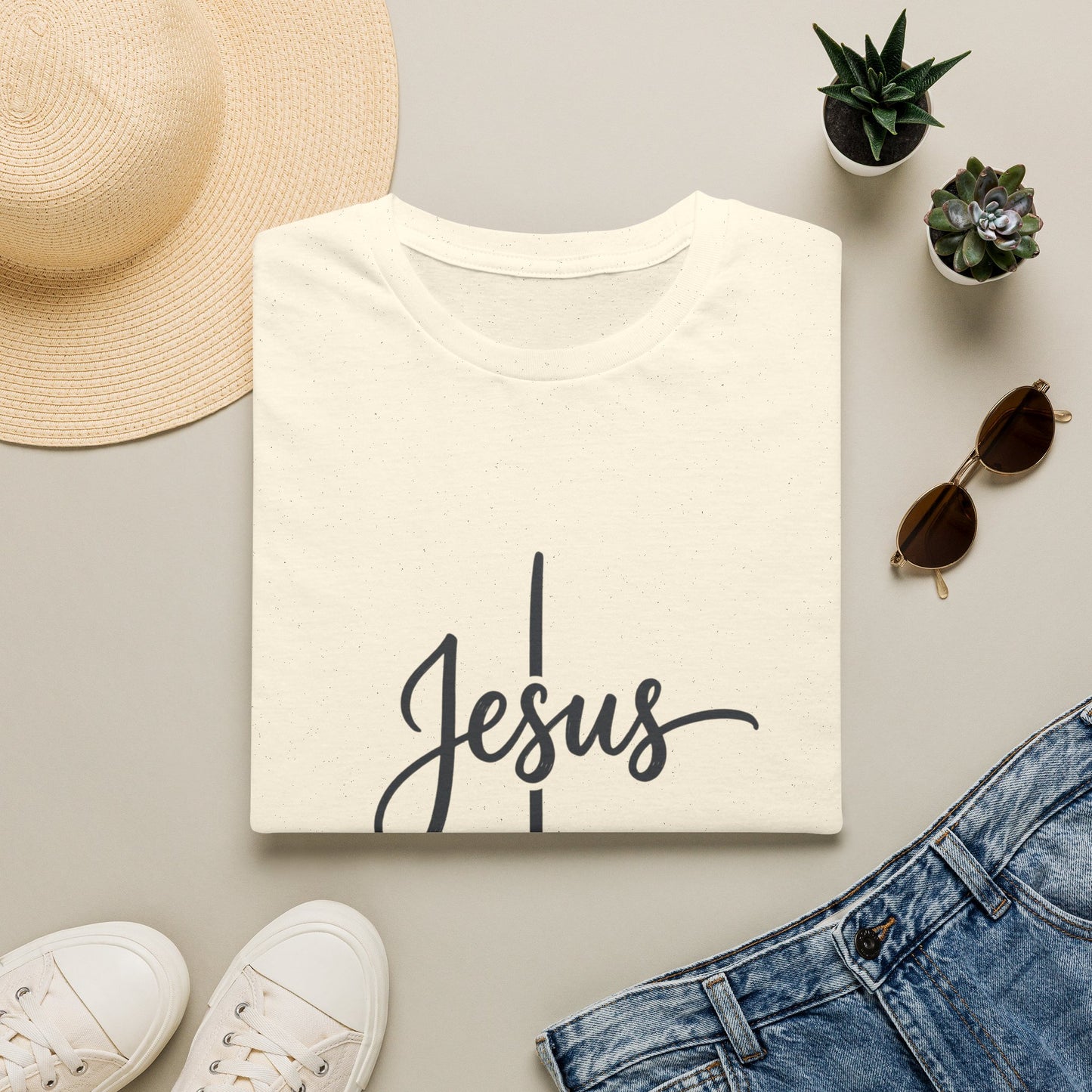 Jesus Script Cross T-Shirt — Faith Christian Tee