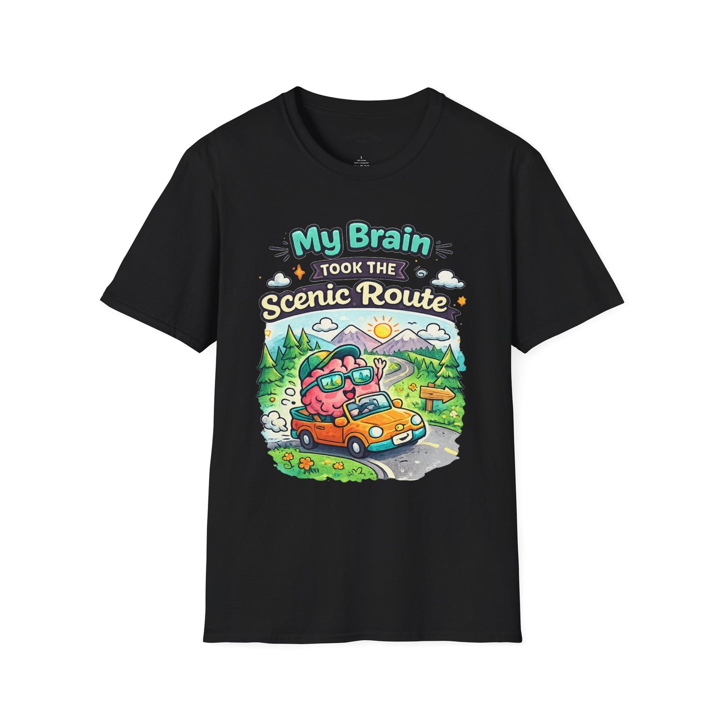 Scenic Route T-Shirt — "My Brain Took the Scenic Route" Road Trip Tee