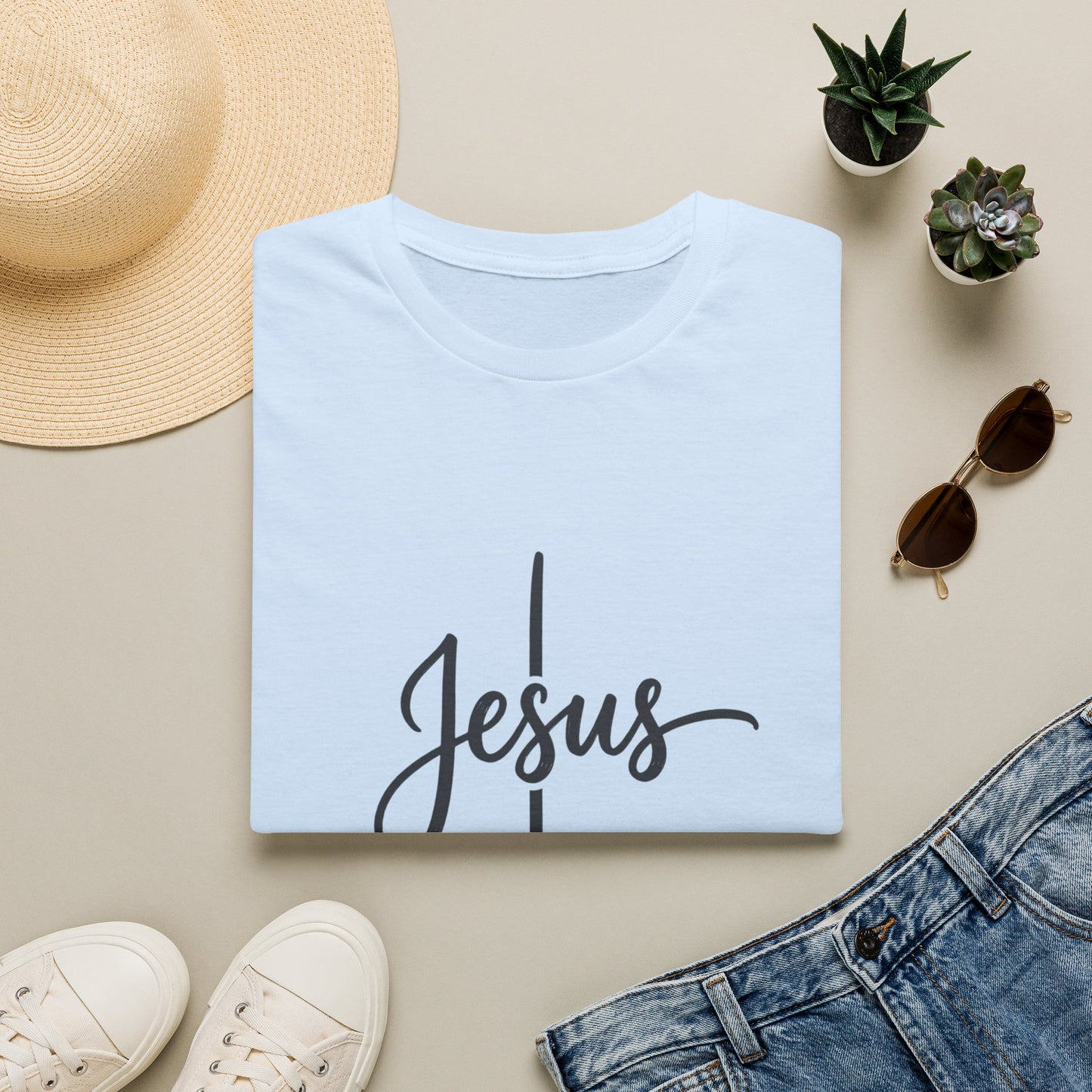 Jesus Script Cross T-Shirt — Faith Christian Tee
