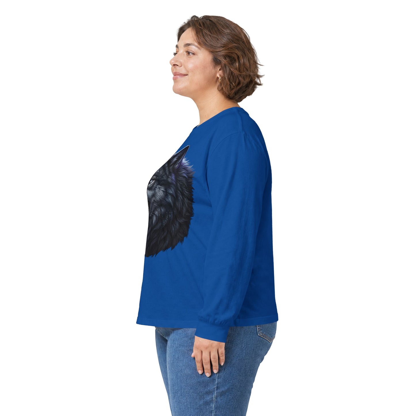 Black Wolf Head Long Sleeve Tee — Fierce Wildlife Graphic Shirt
