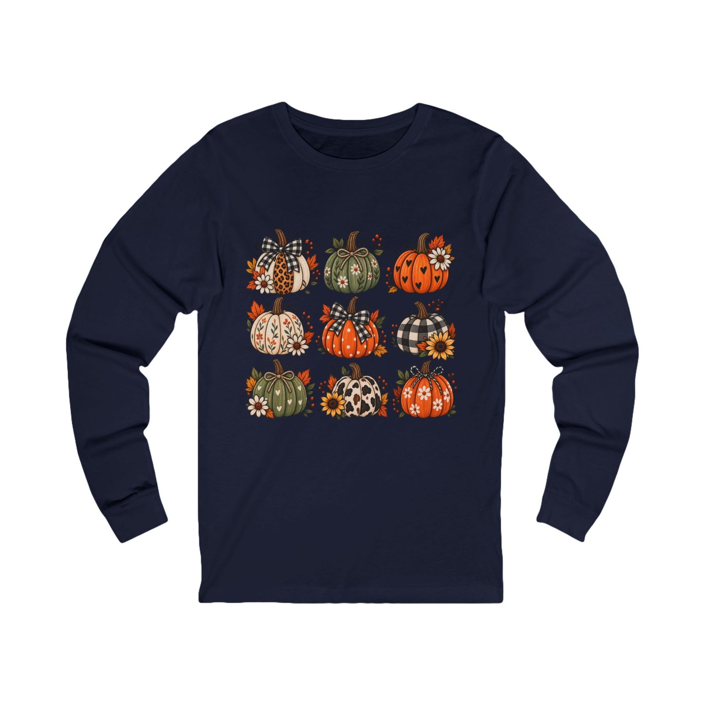 Autumn Patchwork Pumpkins Long Sleeve Tee