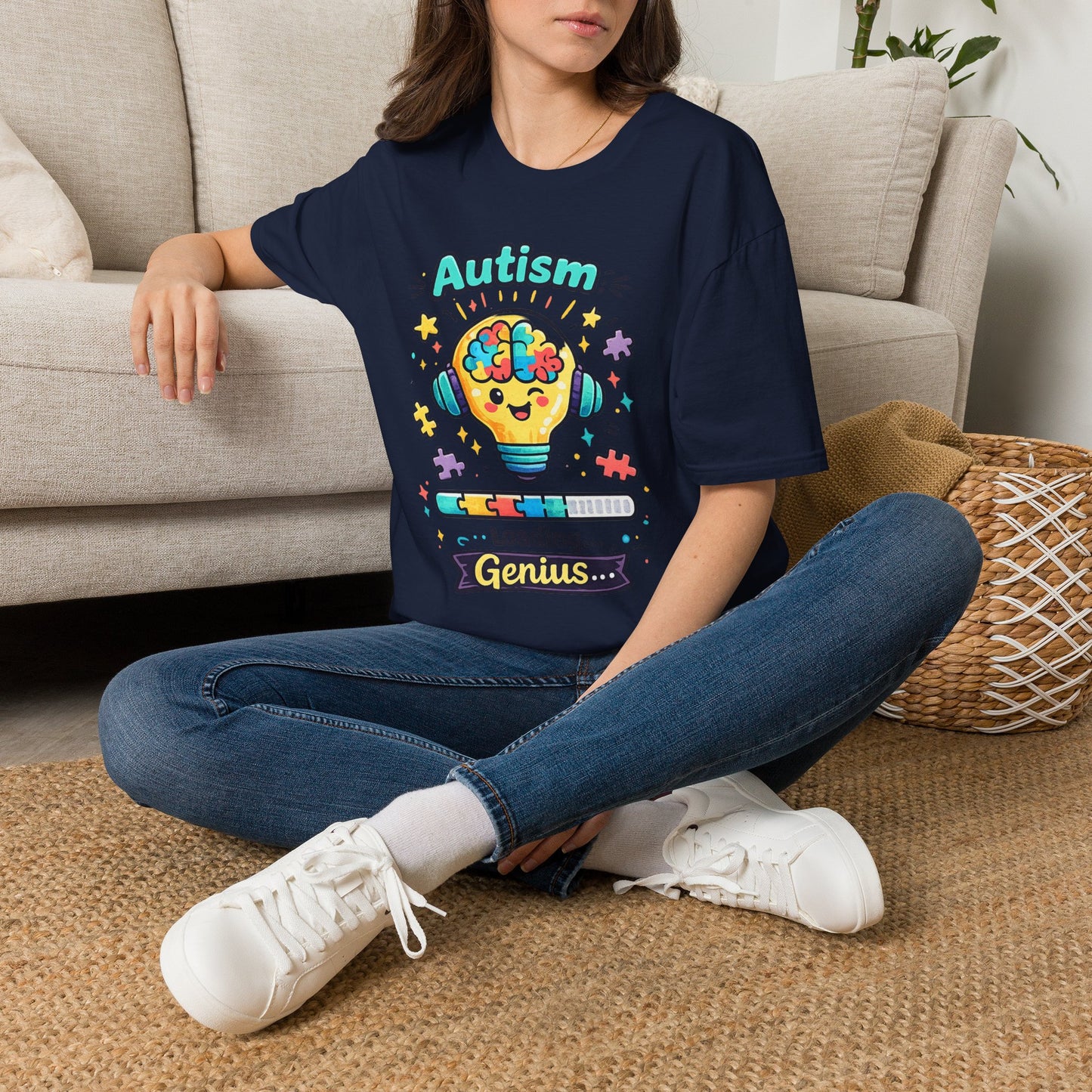 Autism Awareness T-Shirt — Cute 'Loading Genius' Puzzle Lightbulb Design