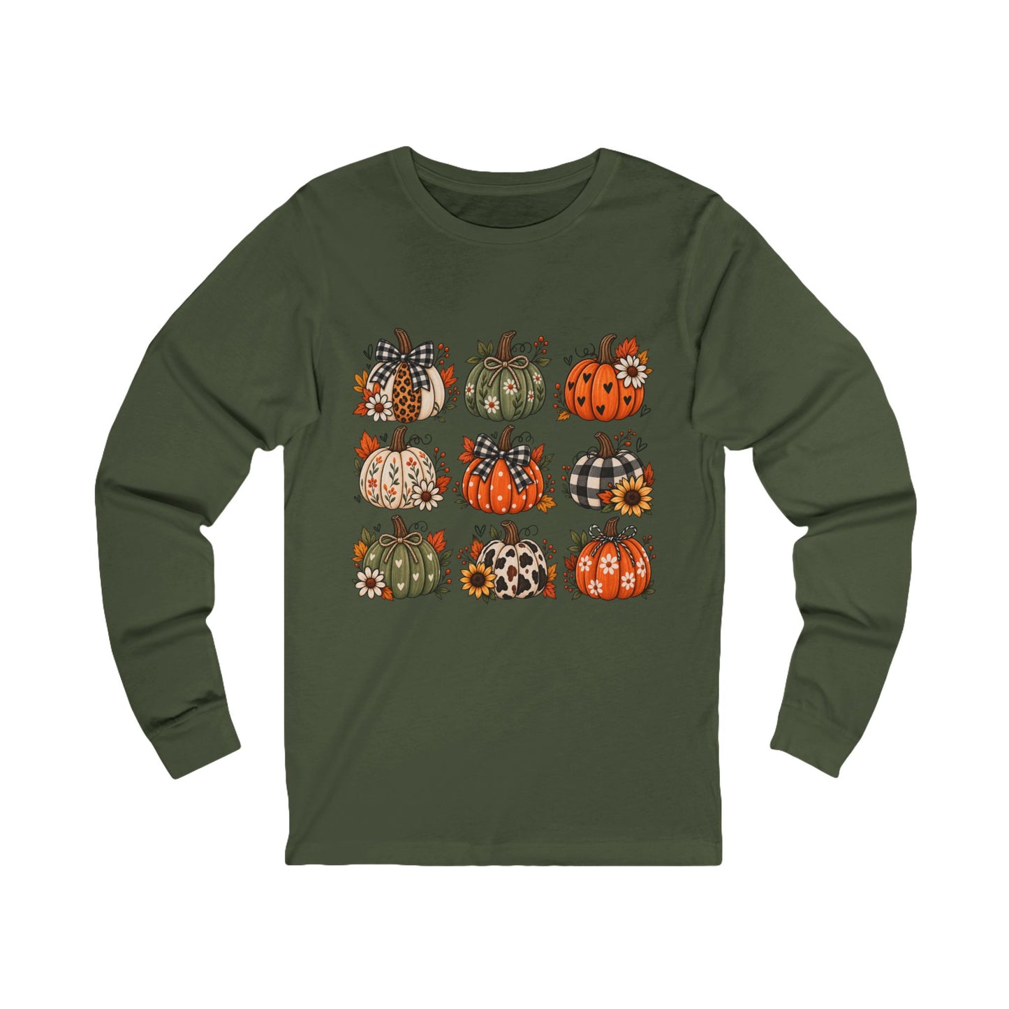 Autumn Patchwork Pumpkins Long Sleeve Tee