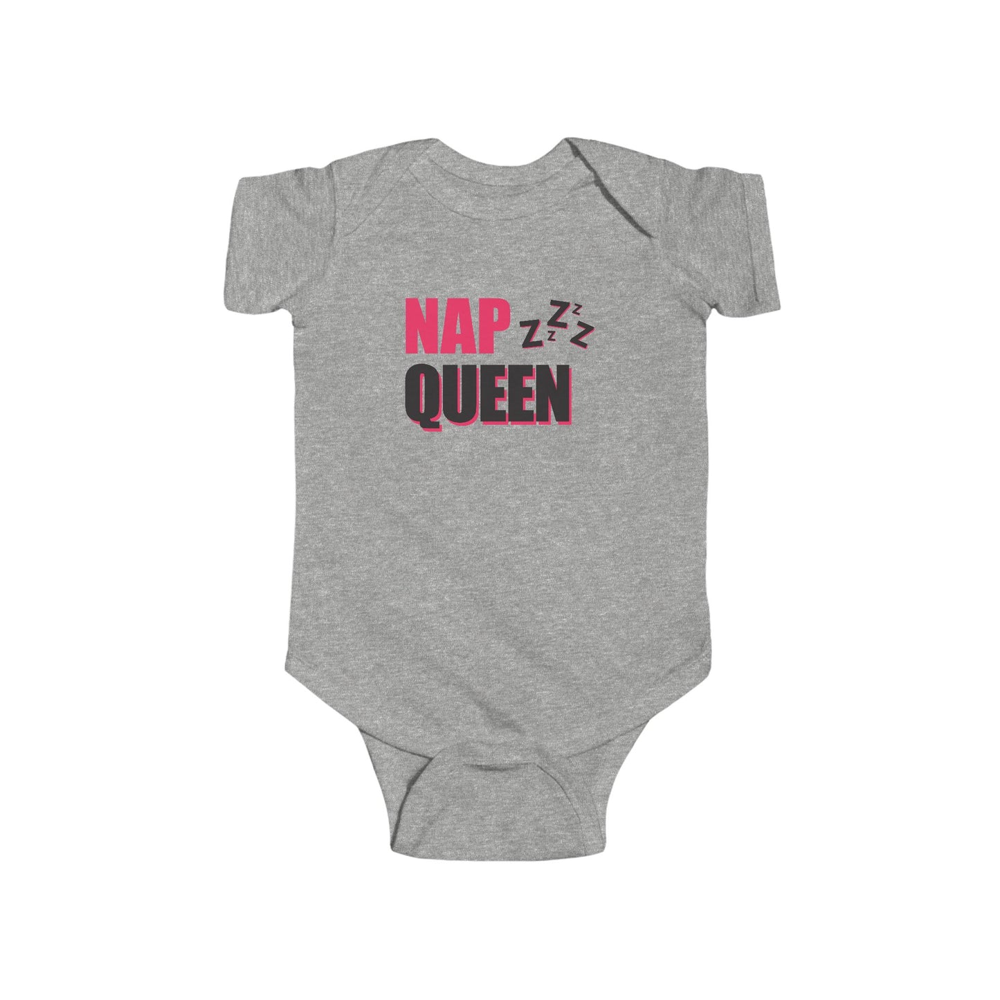 Nap Queen Infant Bodysuit – Cute Pink & Black Baby Onesie with ‘Nap Queen’ Text