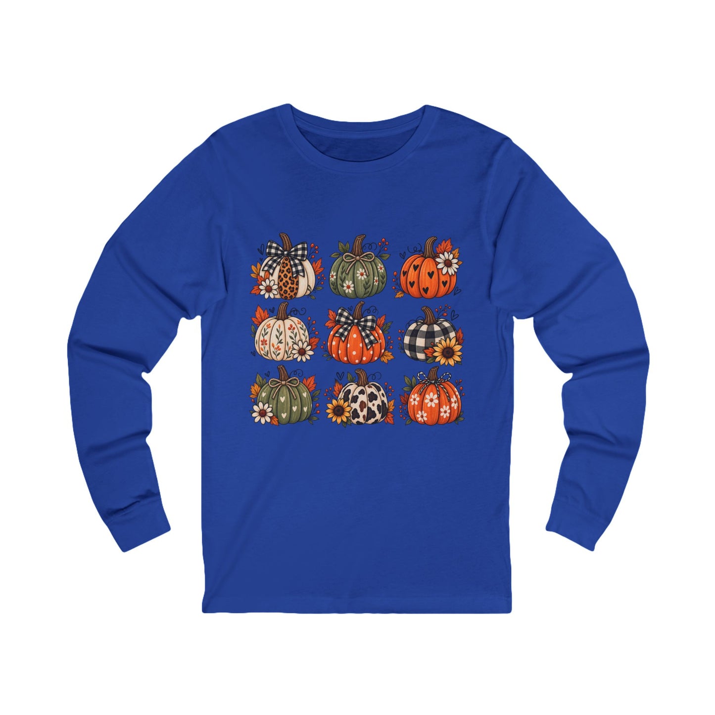 Autumn Patchwork Pumpkins Long Sleeve Tee