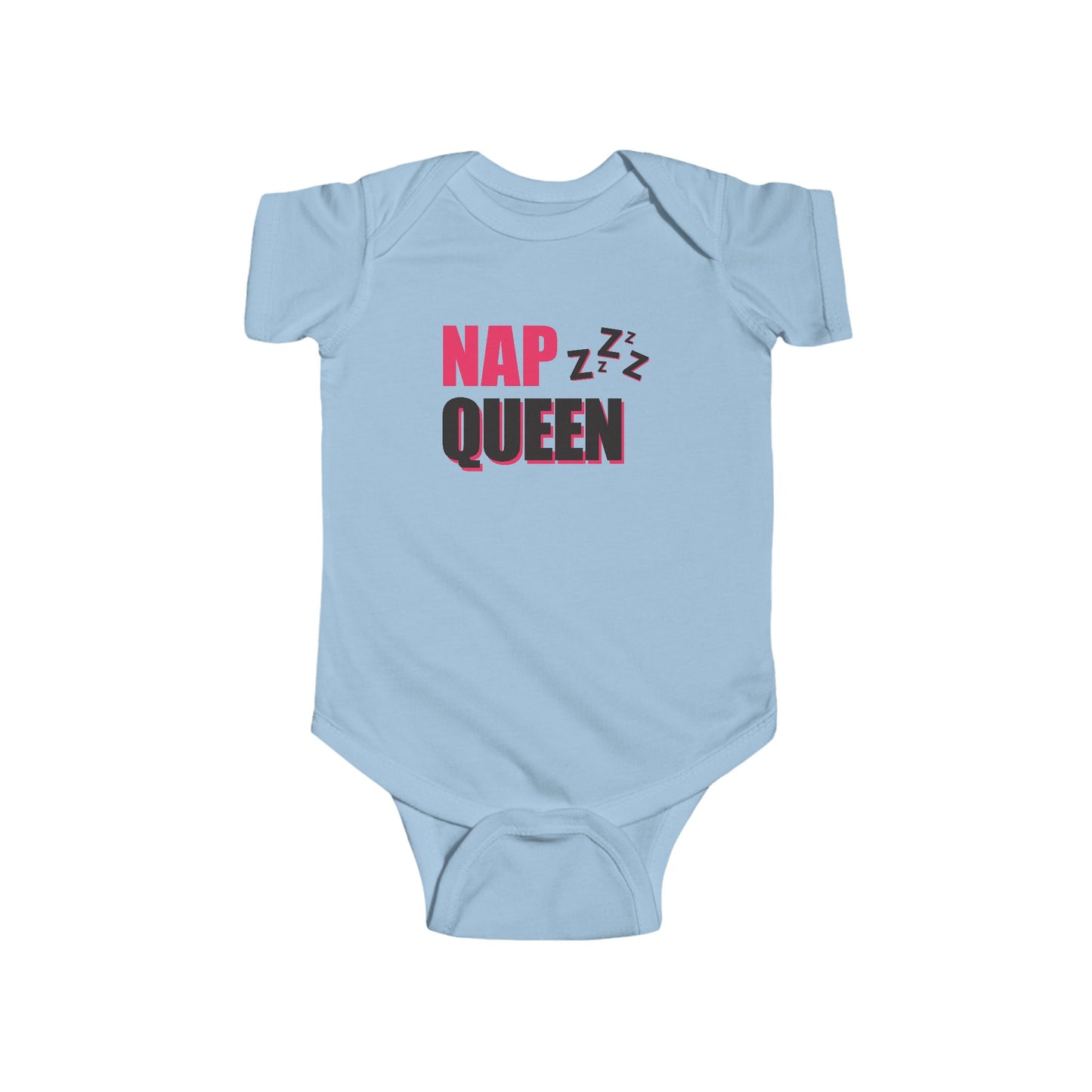 Nap Queen Infant Bodysuit – Cute Pink & Black Baby Onesie with ‘Nap Queen’ Text