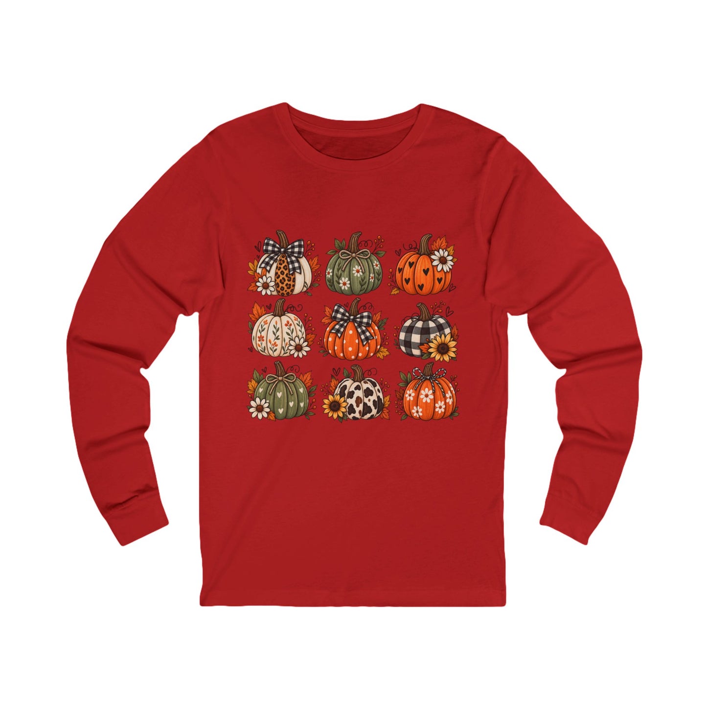 Autumn Patchwork Pumpkins Long Sleeve Tee
