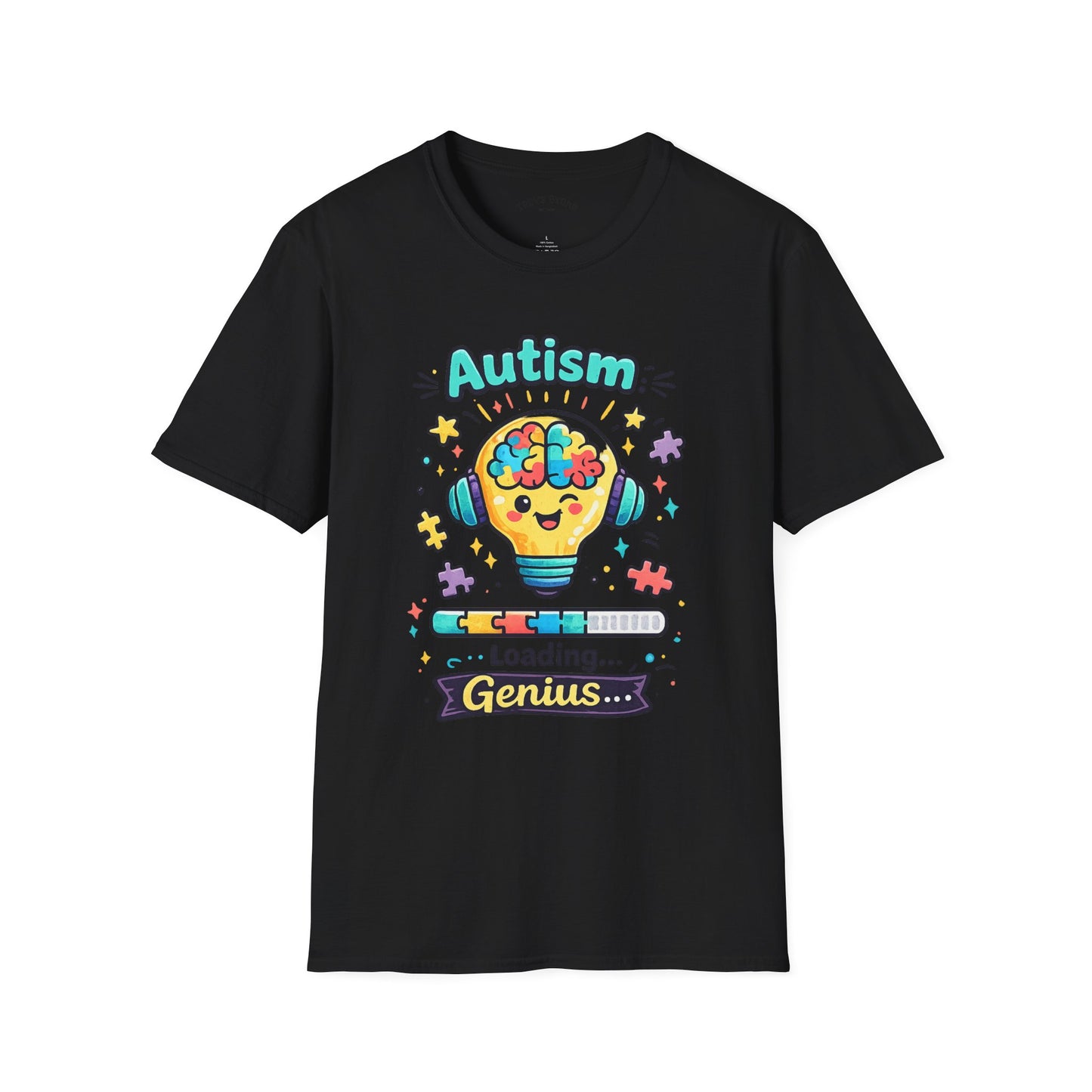 Autism Awareness T-Shirt — Cute 'Loading Genius' Puzzle Lightbulb Design