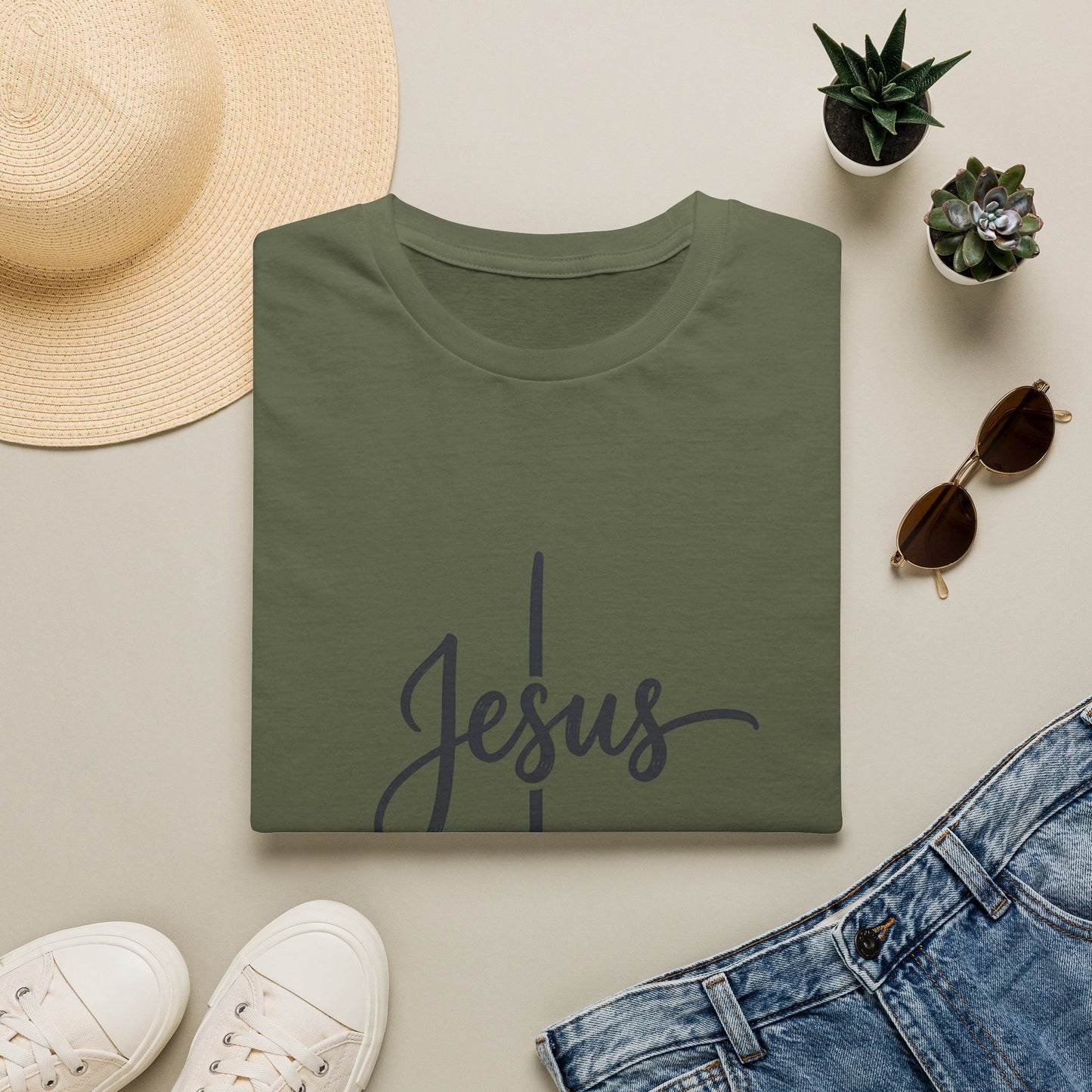 Jesus Script Cross T-Shirt — Faith Christian Tee