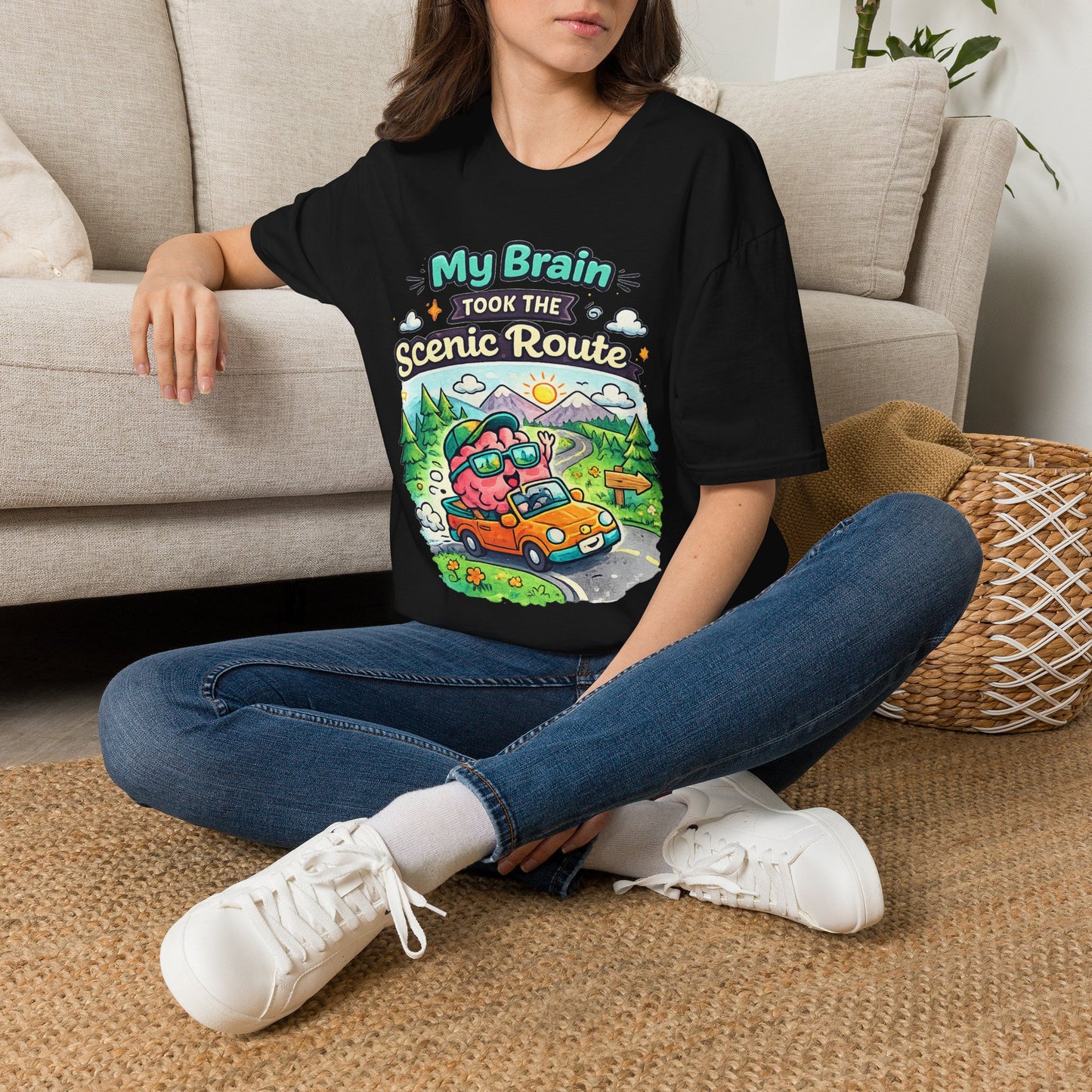 Scenic Route T-Shirt — "My Brain Took the Scenic Route" Road Trip Tee