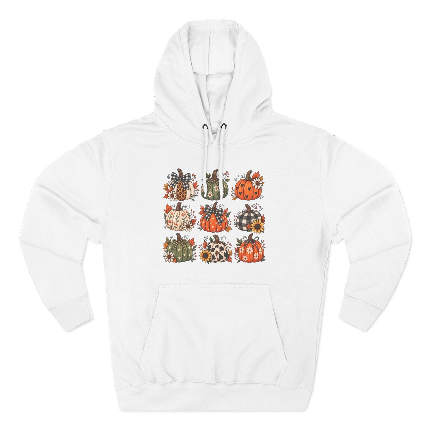 Pumpkin Patch Panel Hoodie — Fall Plaid & Floral Pumpkin Design