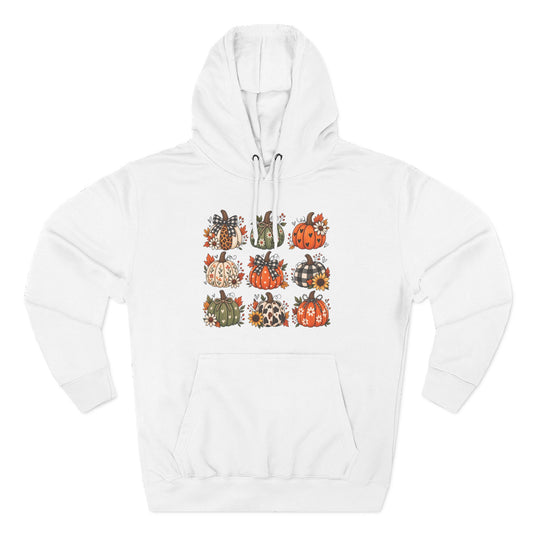 Pumpkin Patch Panel Hoodie — Fall Plaid & Floral Pumpkin Design