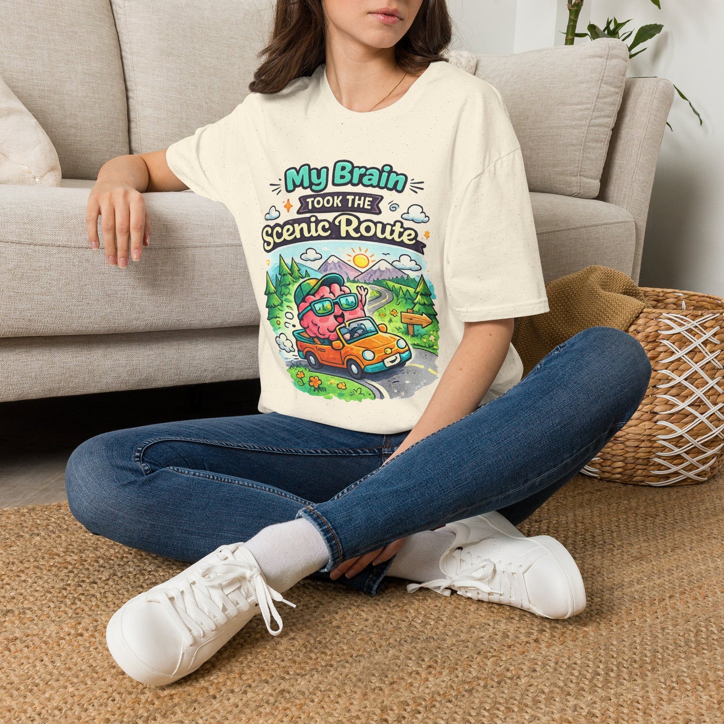 Scenic Route T-Shirt — "My Brain Took the Scenic Route" Road Trip Tee