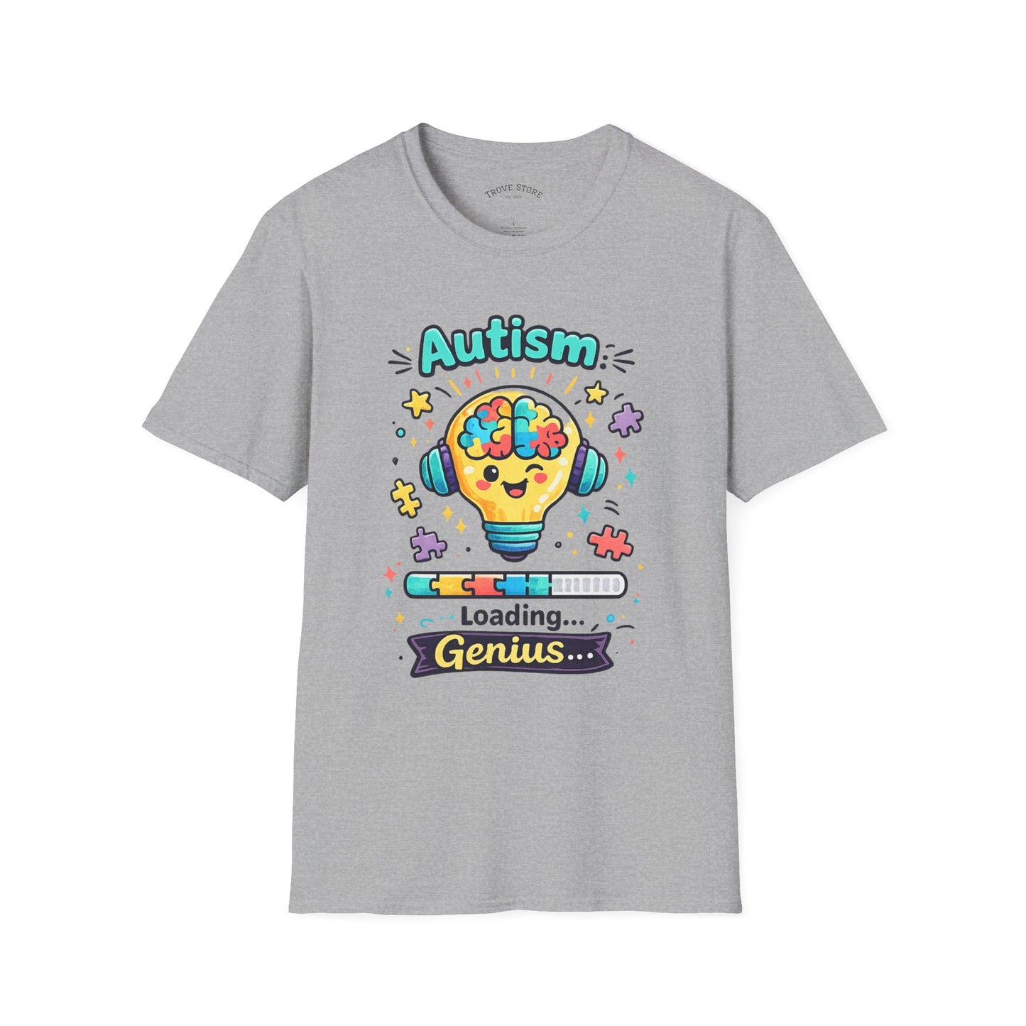 Autism Awareness T-Shirt — Cute 'Loading Genius' Puzzle Lightbulb Design