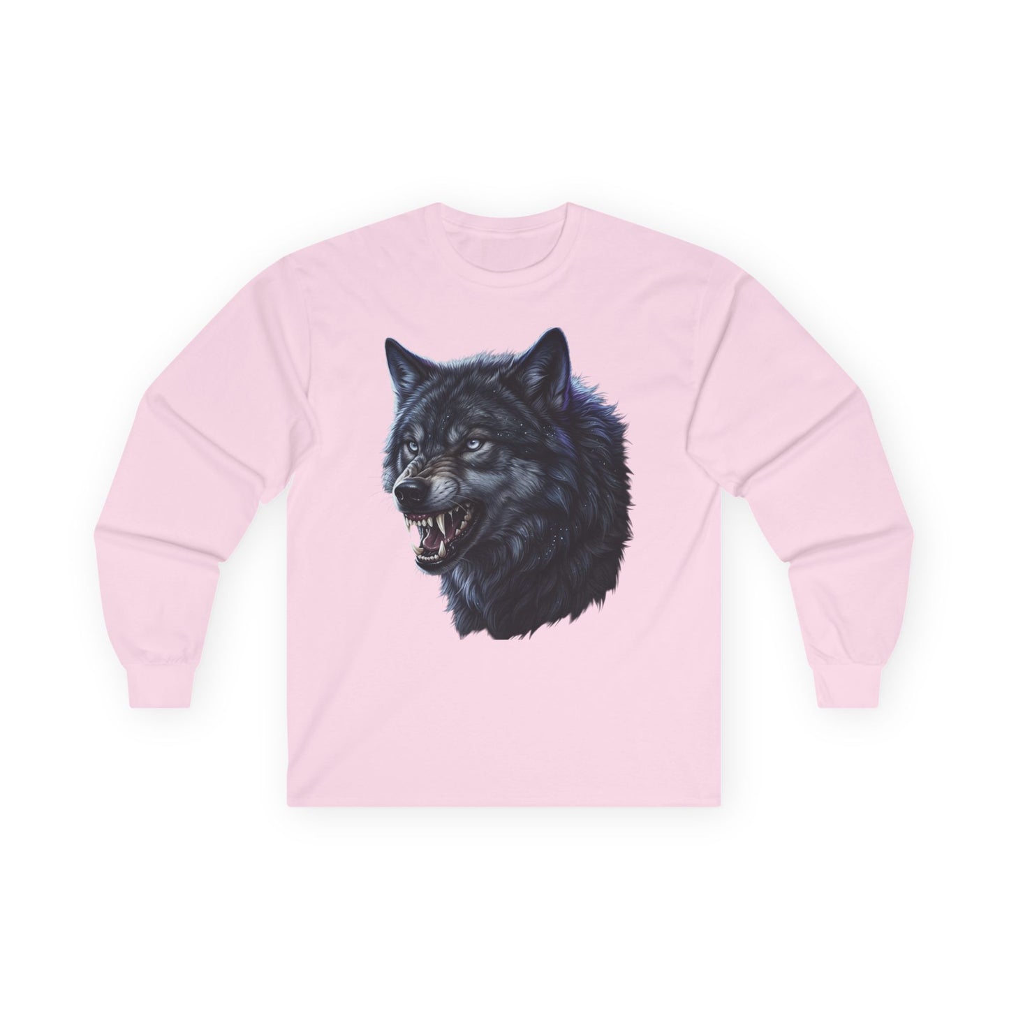 Black Wolf Head Long Sleeve Tee — Fierce Wildlife Graphic Shirt