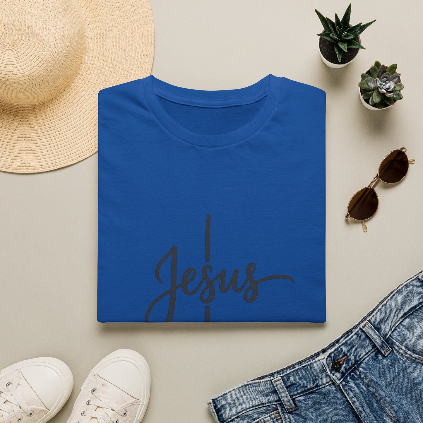 Jesus Script Cross T-Shirt — Faith Christian Tee