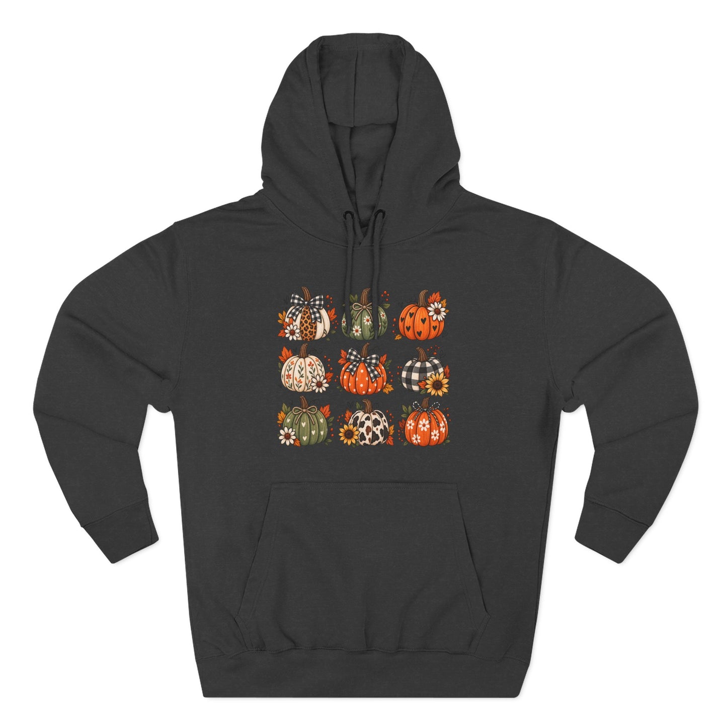 Pumpkin Patch Panel Hoodie — Fall Plaid & Floral Pumpkin Design