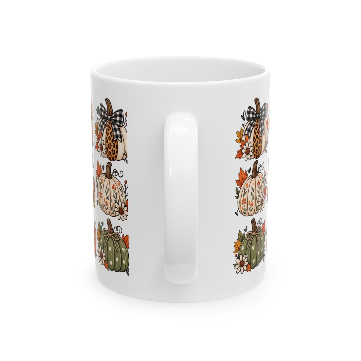Autumn Patchwork Pumpkins Mug — Fall Pumpkin Coffee Cup (11oz & 15oz)